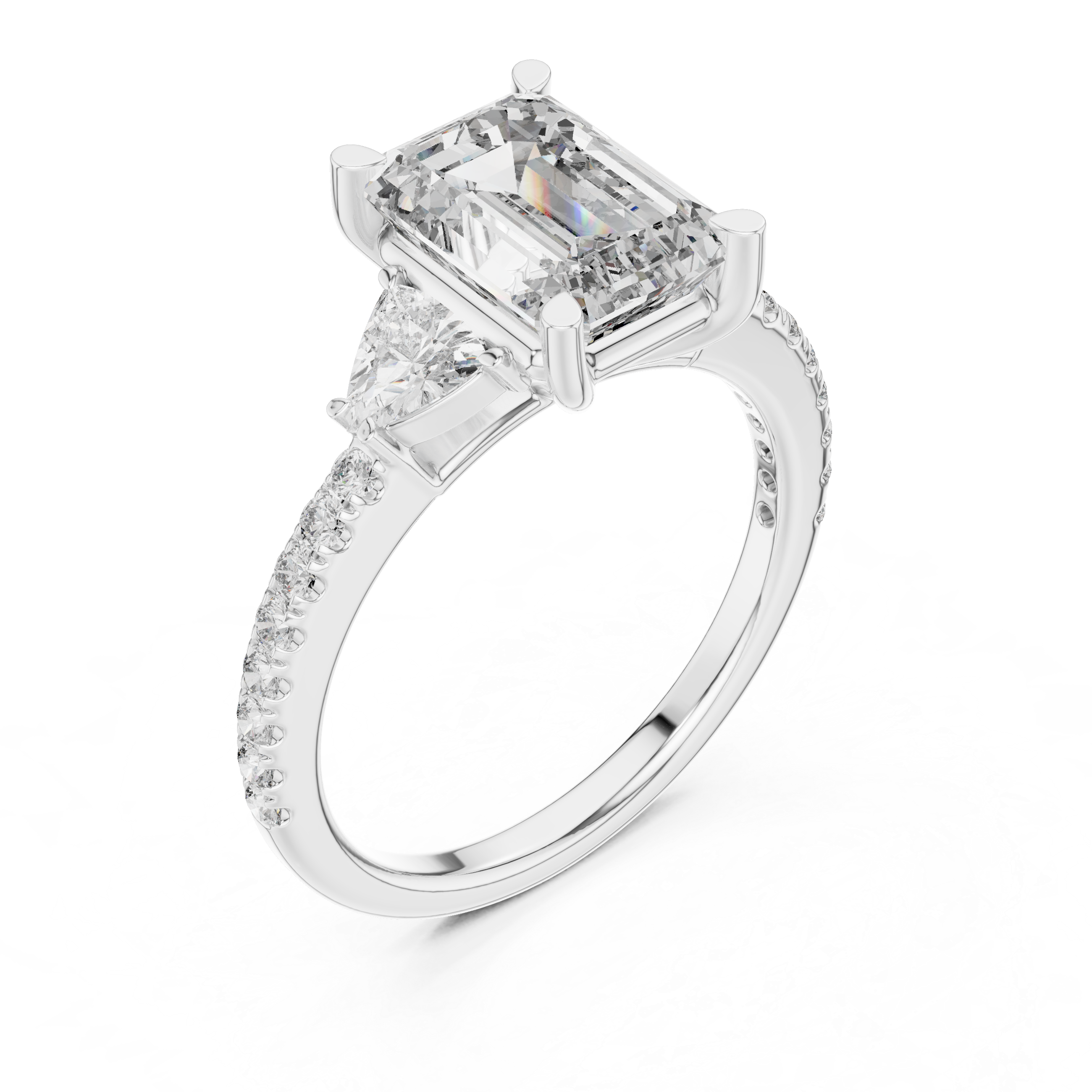 Emerald Cut Brilliant Moissanite VVS1 Eternity Engagement Ring