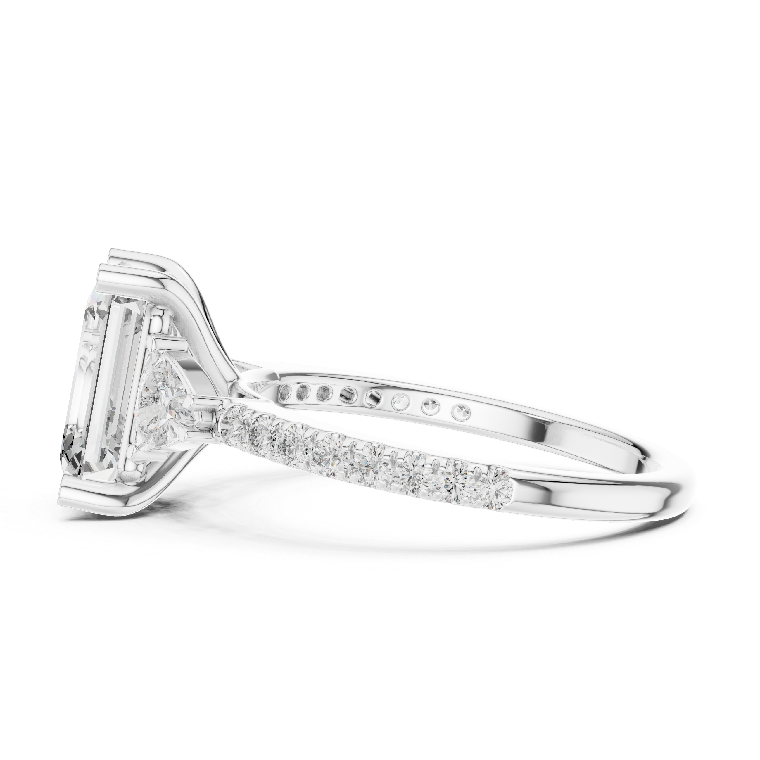 Emerald Cut Brilliant Moissanite VVS1 Eternity Engagement Ring