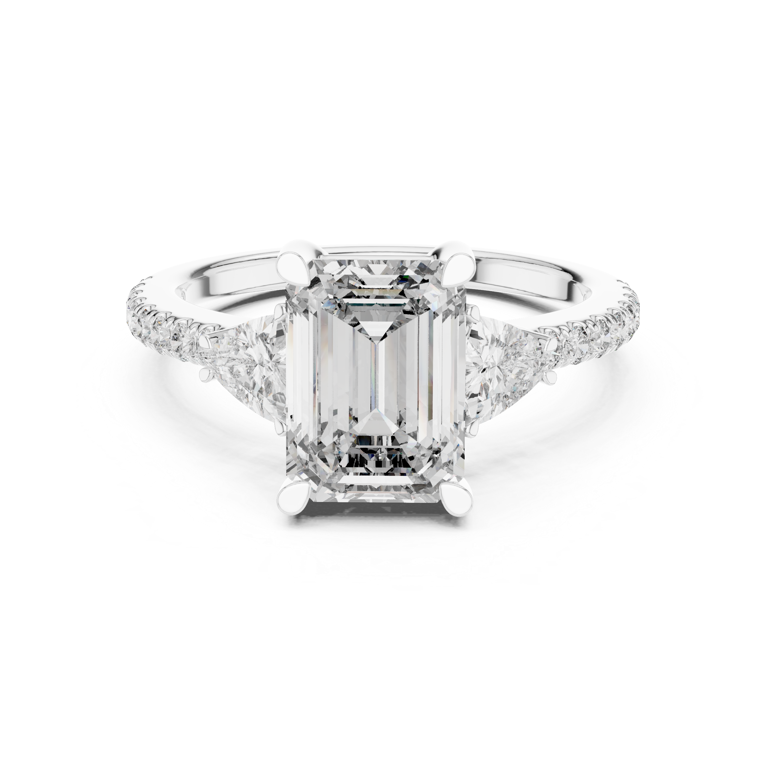 Emerald Cut Brilliant Moissanite VVS1 Eternity Engagement Ring
