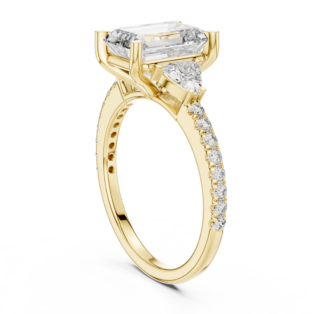 Emerald Cut Brilliant Moissanite VVS1 Eternity Engagement Ring