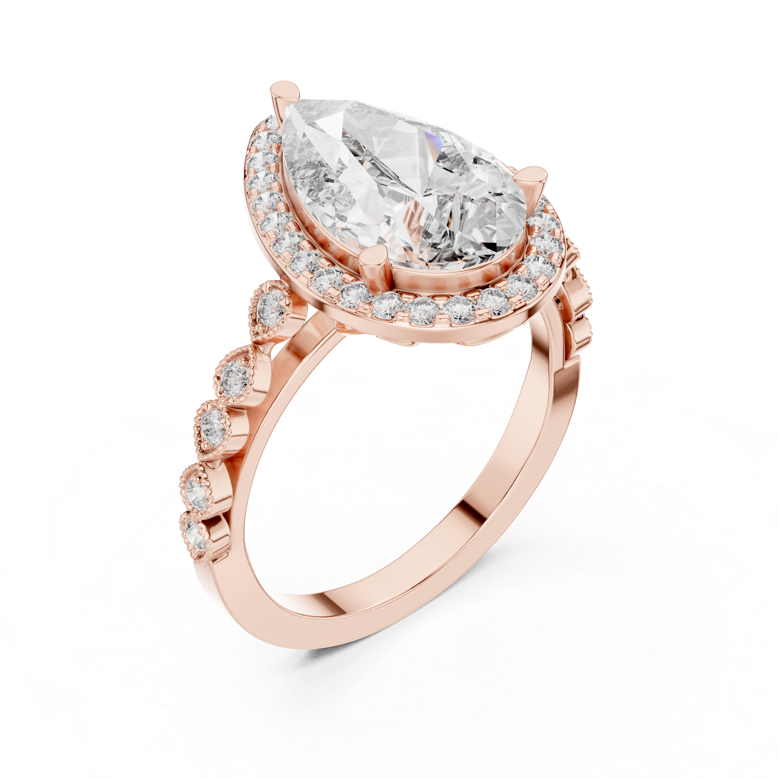 Pear Cut Brilliant Moissanite VVS1 Eternity Engagement Ring