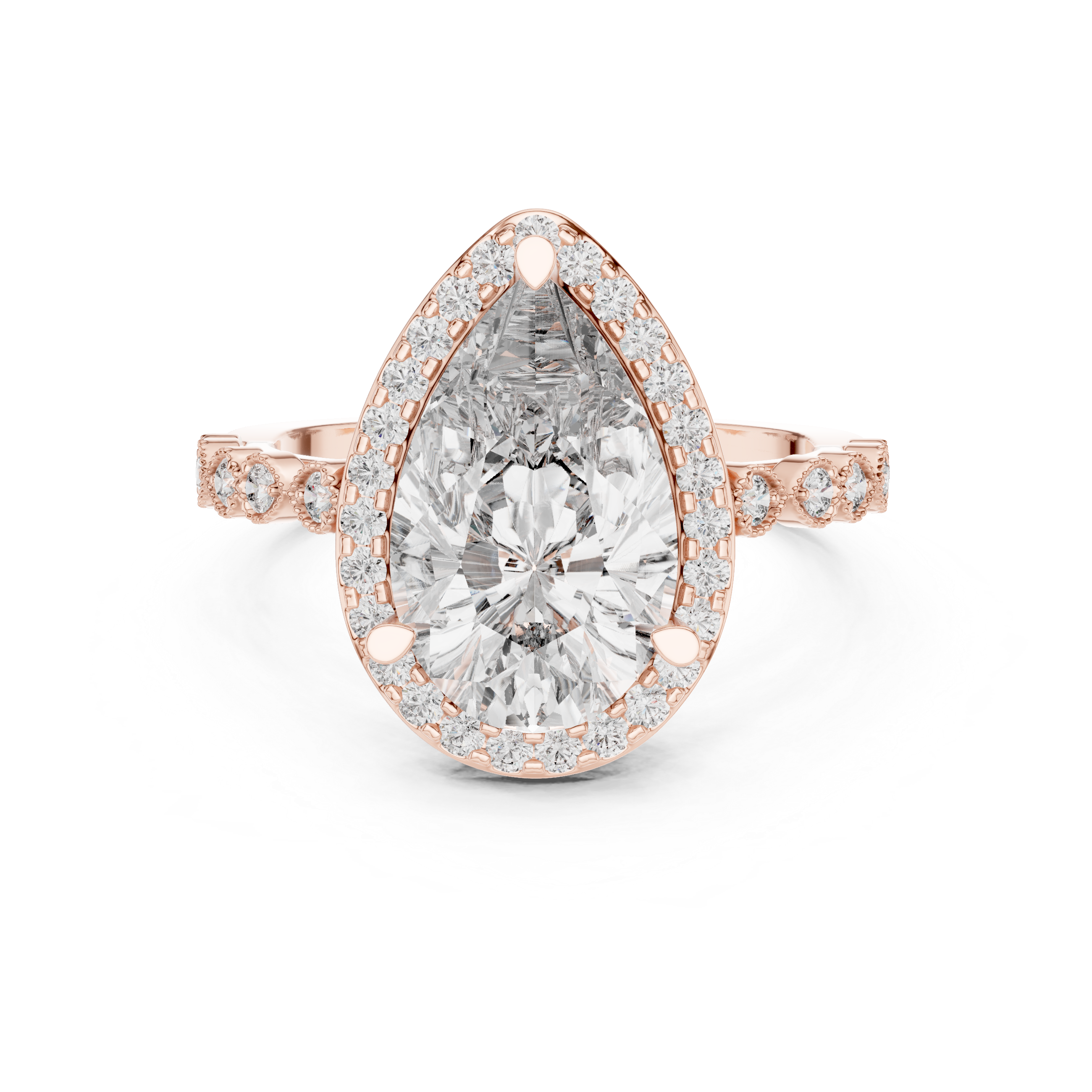 Pear Cut Brilliant Moissanite VVS1 Eternity Engagement Ring