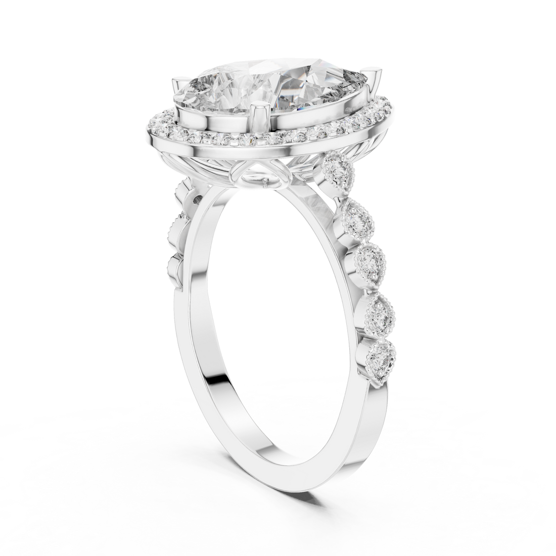 Pear Cut Brilliant Moissanite VVS1 Eternity Engagement Ring