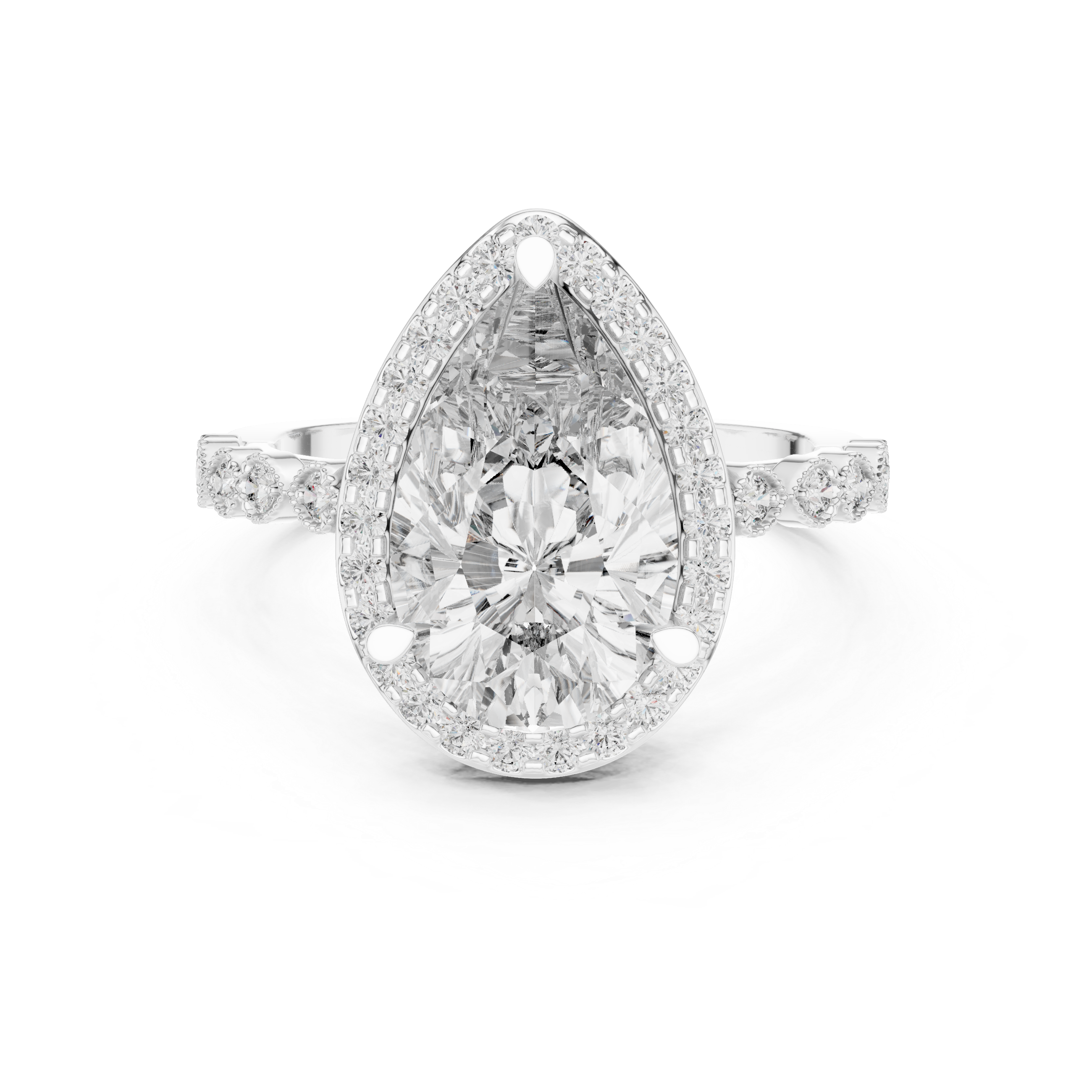 Pear Cut Brilliant Moissanite VVS1 Eternity Engagement Ring