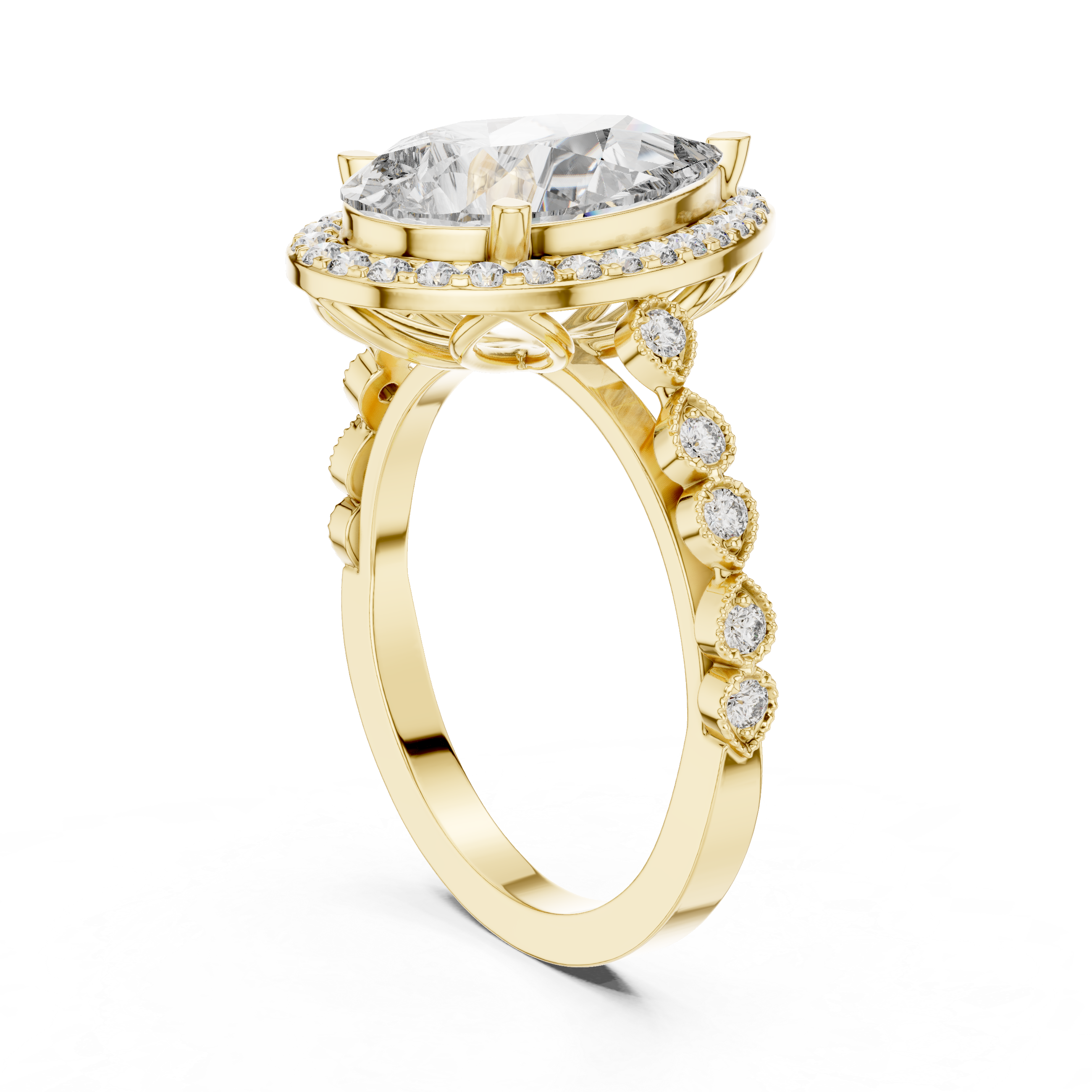 Pear Cut Brilliant Moissanite VVS1 Eternity Engagement Ring