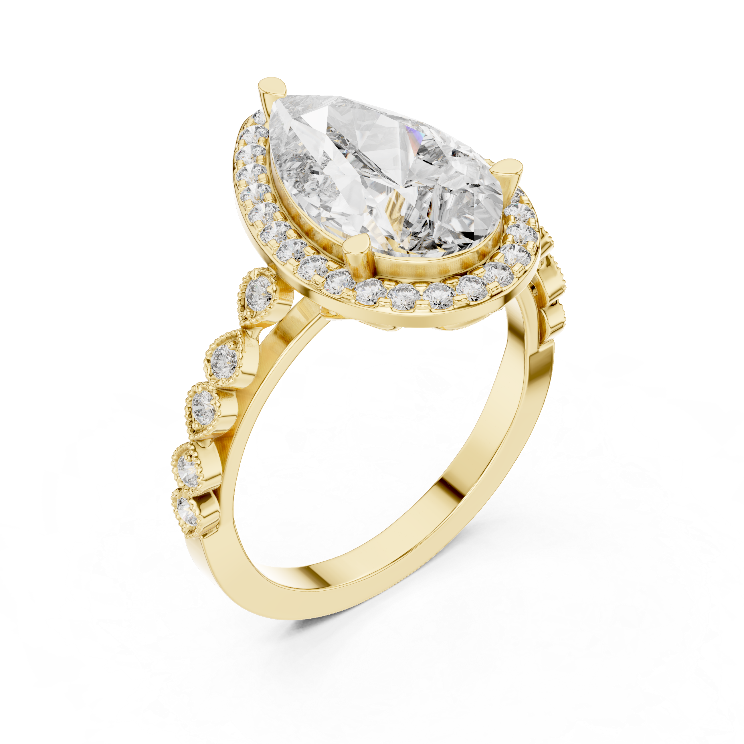 Pear Cut Brilliant Moissanite VVS1 Eternity Engagement Ring
