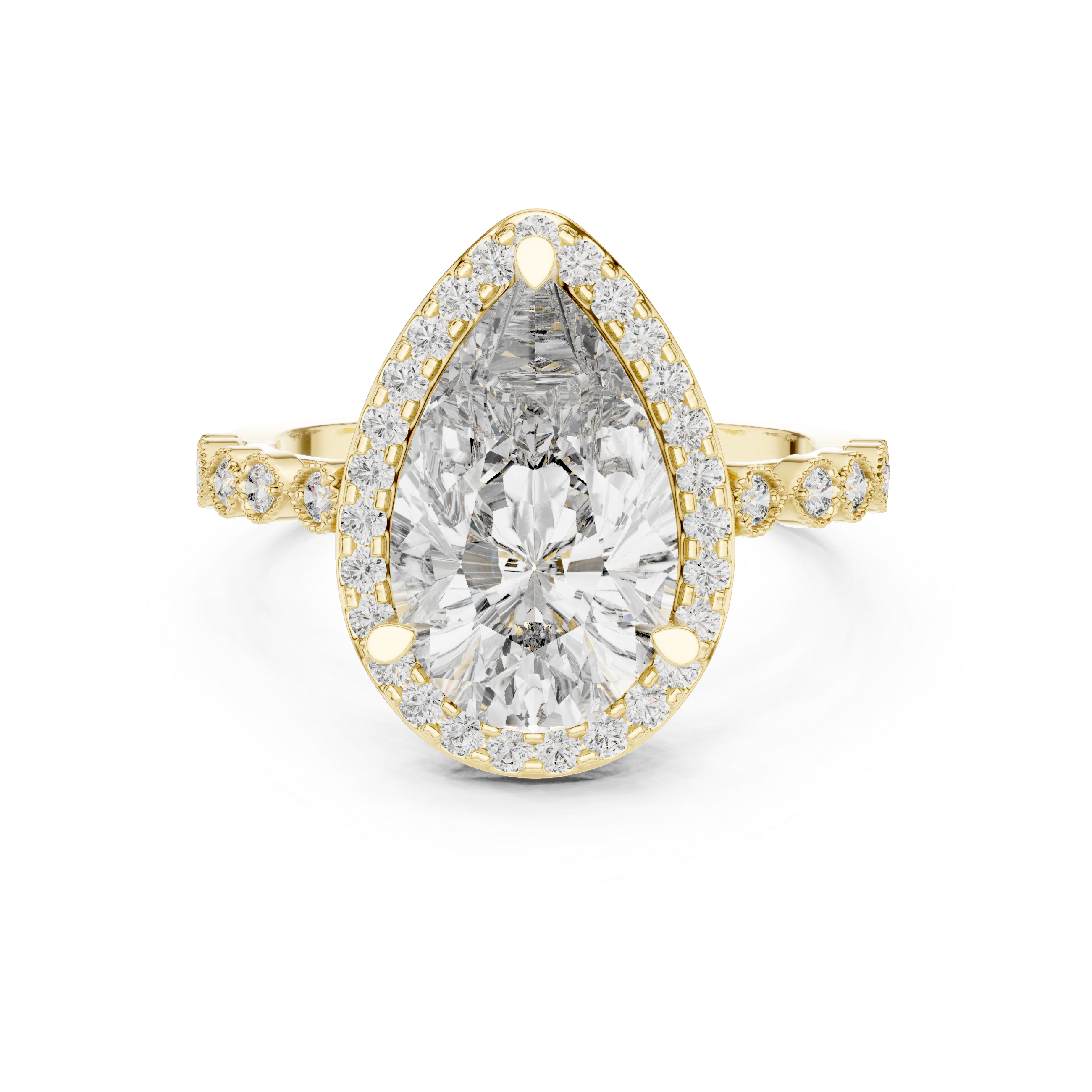Pear Cut Brilliant Moissanite VVS1 Eternity Engagement Ring
