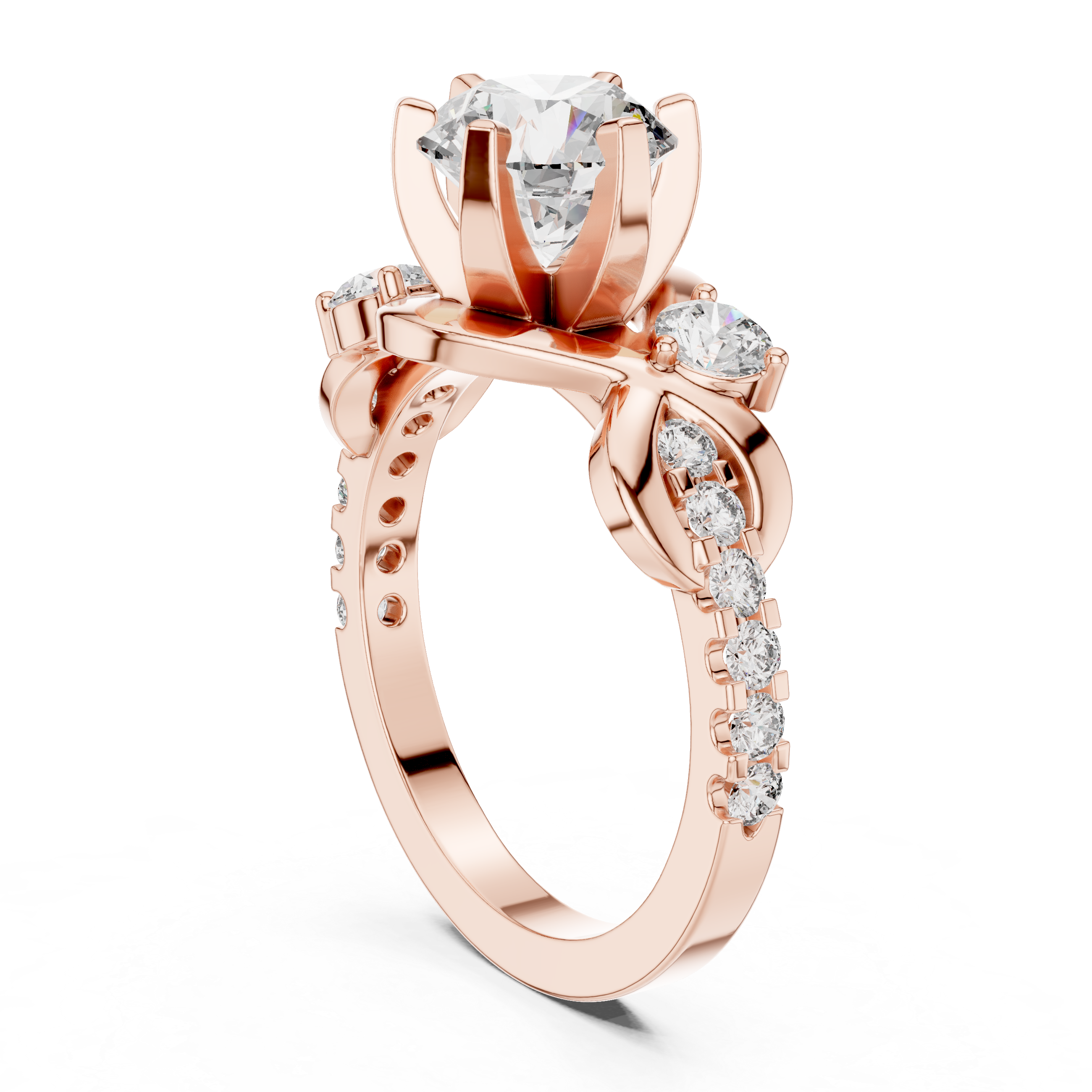 Round Cut Brilliant Moissanite VVS1 Eternity Engagement Ring