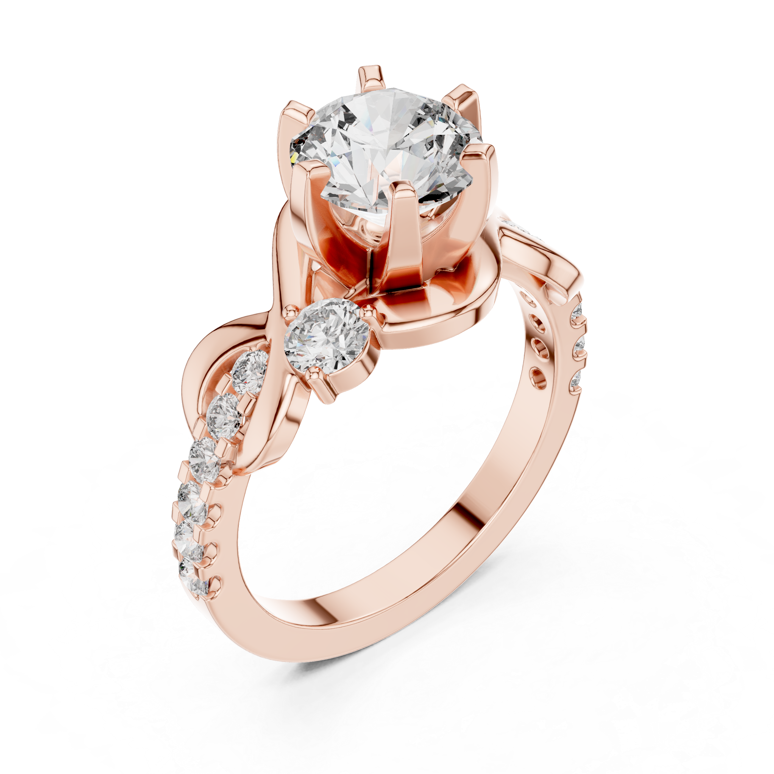 Round Cut Brilliant Moissanite VVS1 Eternity Engagement Ring