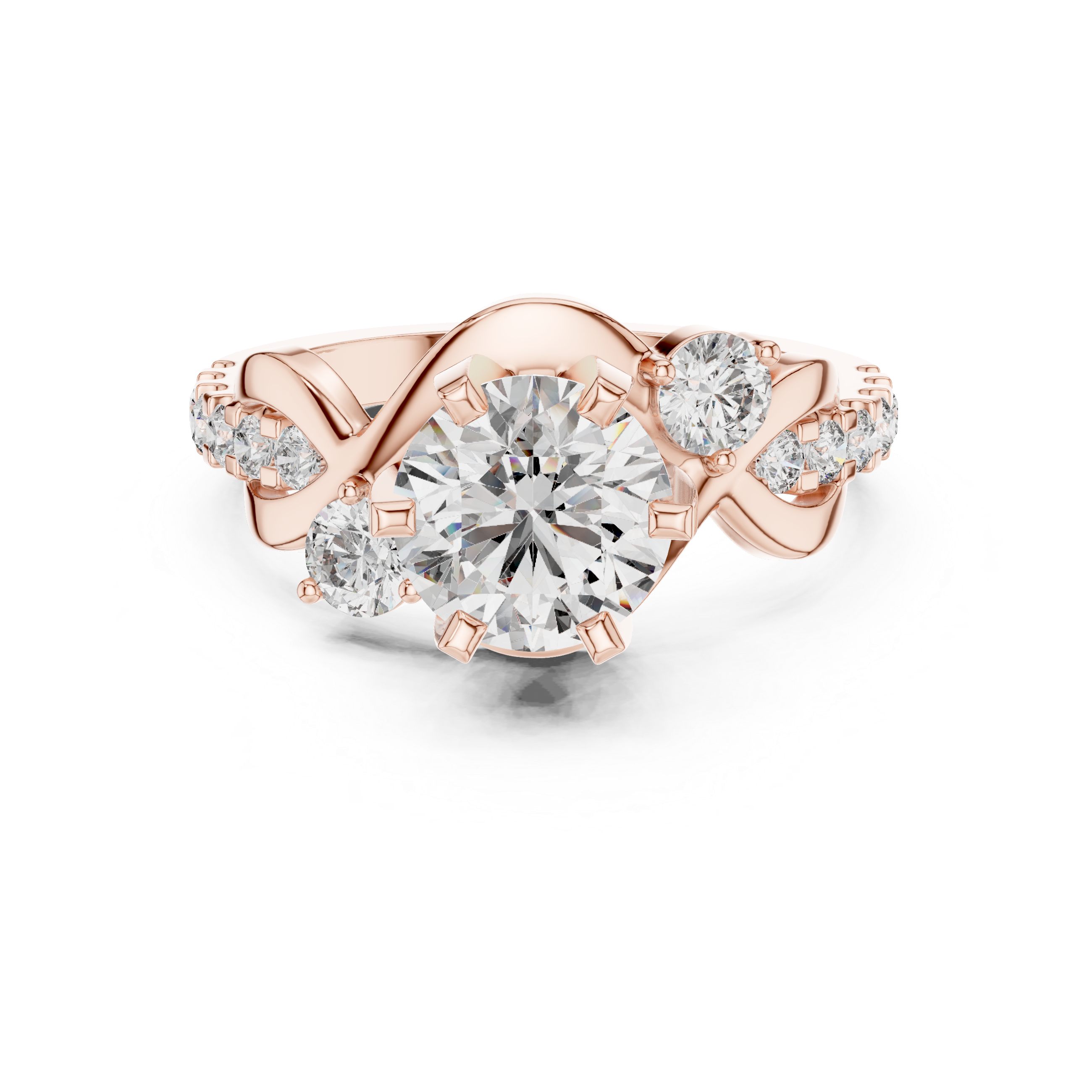 Round Cut Brilliant Moissanite VVS1 Eternity Engagement Ring