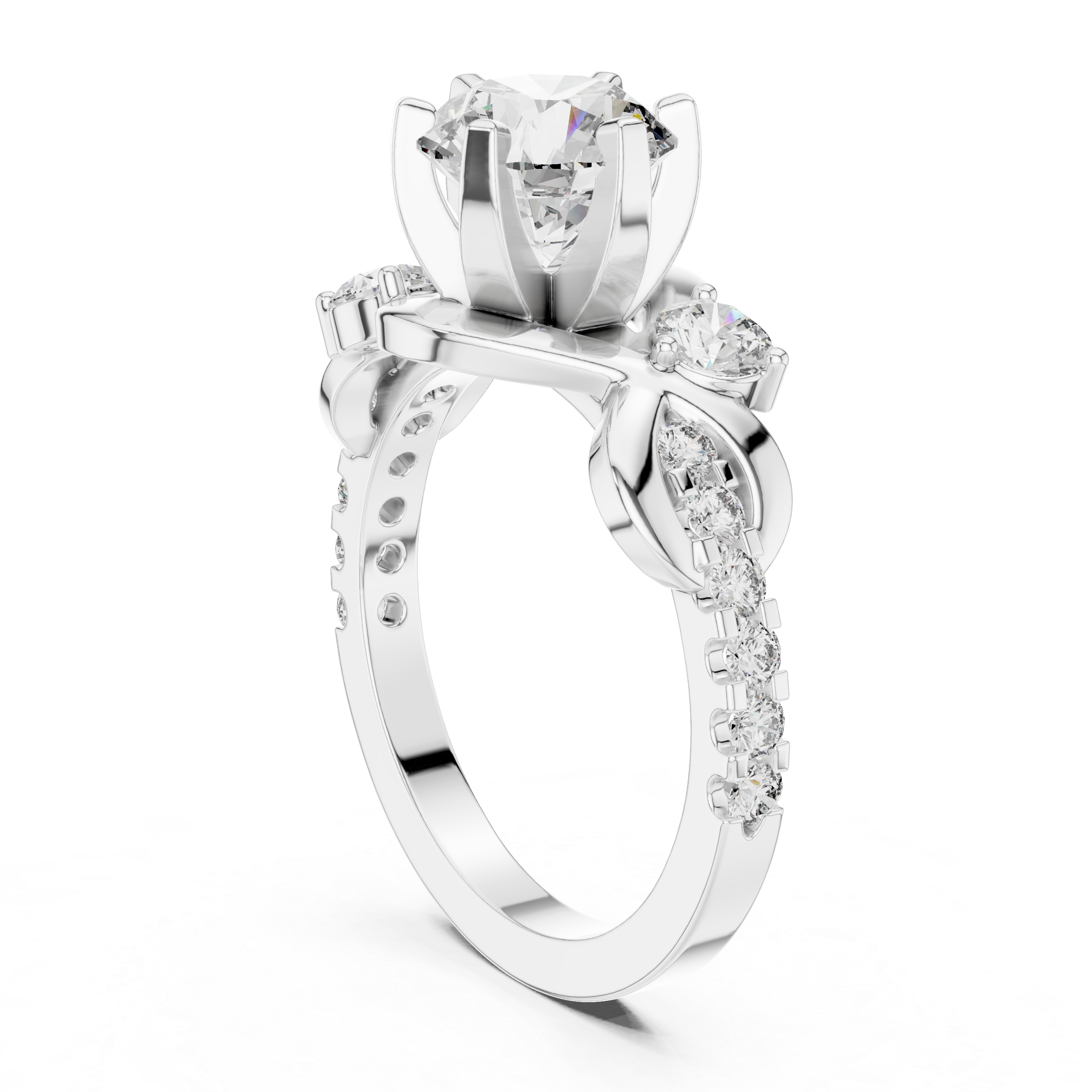 Round Cut Brilliant Moissanite VVS1 Eternity Engagement Ring