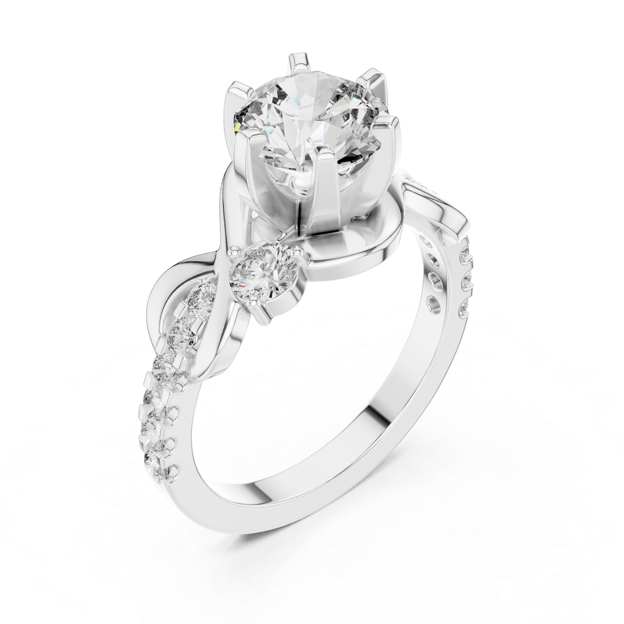 Round Cut Brilliant Moissanite VVS1 Eternity Engagement Ring