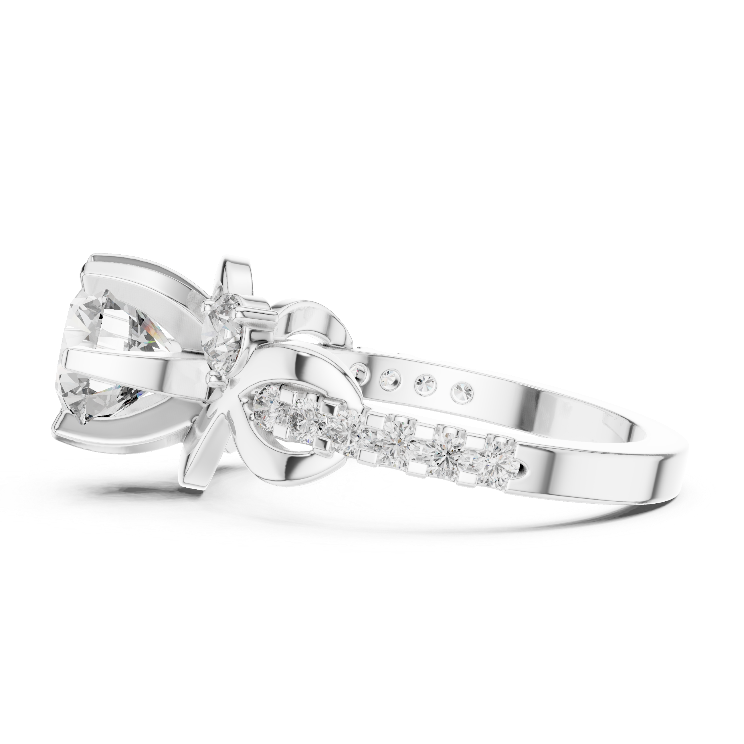 Round Cut Brilliant Moissanite VVS1 Eternity Engagement Ring