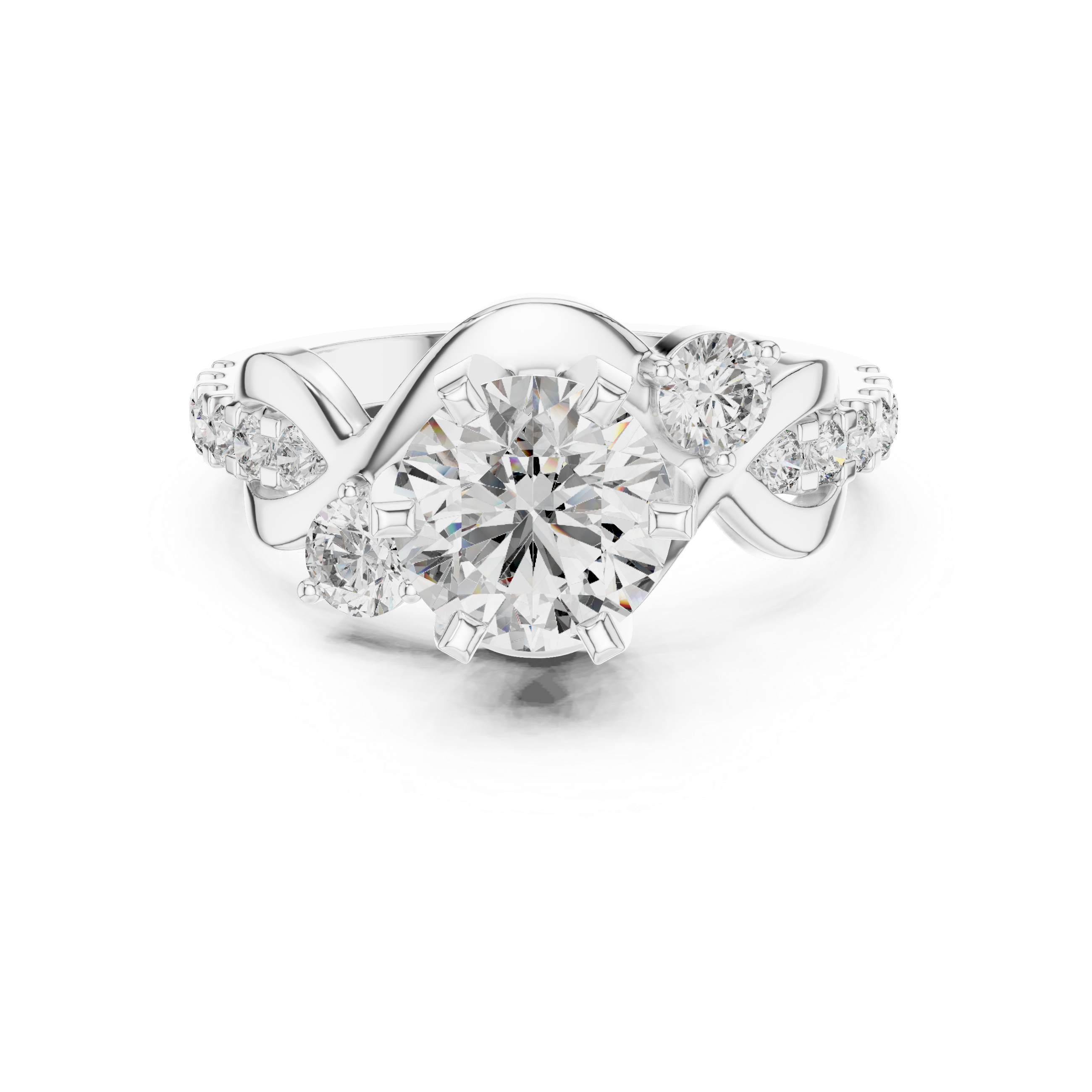 Round Cut Brilliant Moissanite VVS1 Eternity Engagement Ring