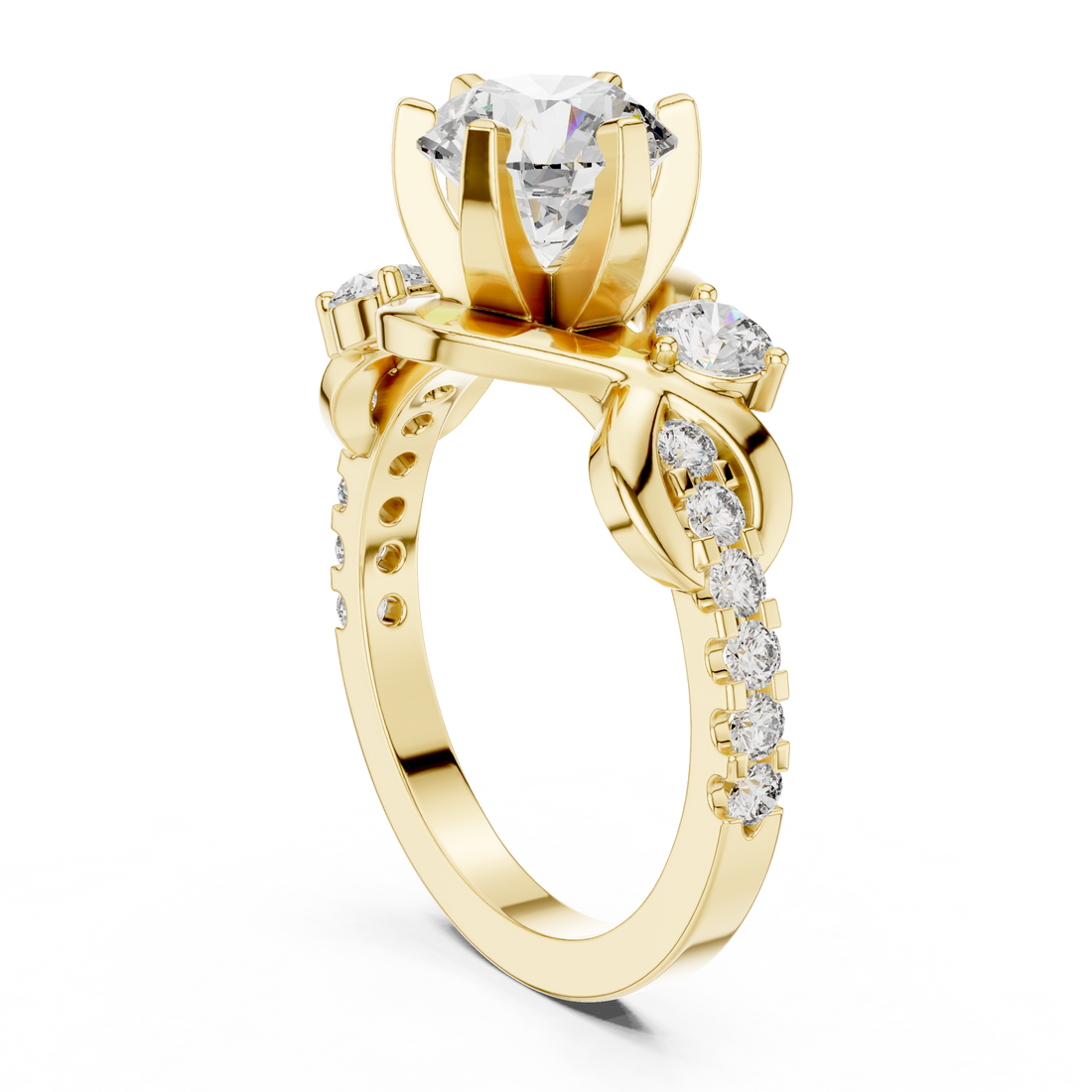 Round Cut Brilliant Moissanite VVS1 Eternity Engagement Ring