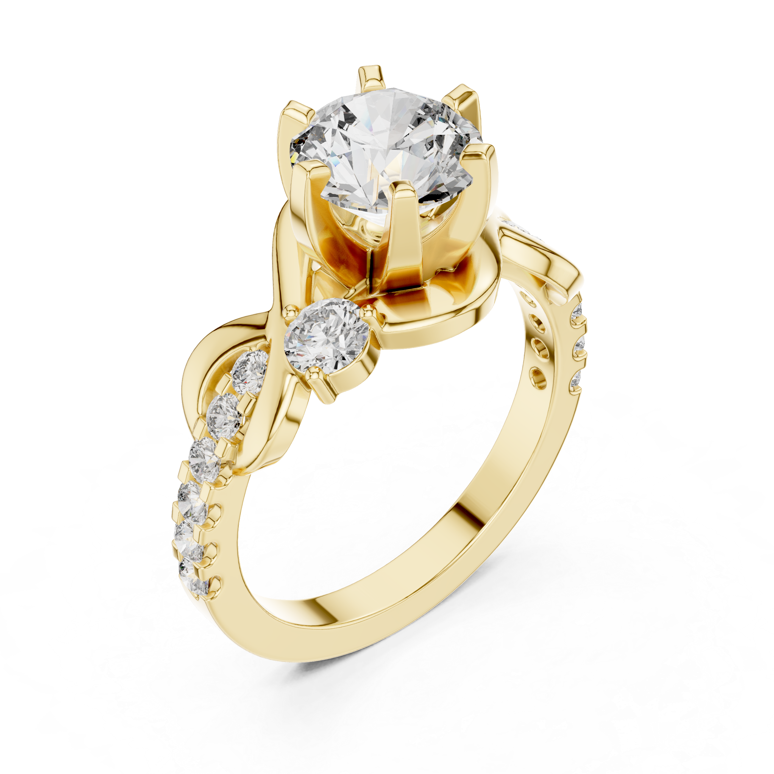 Round Cut Brilliant Moissanite VVS1 Eternity Engagement Ring