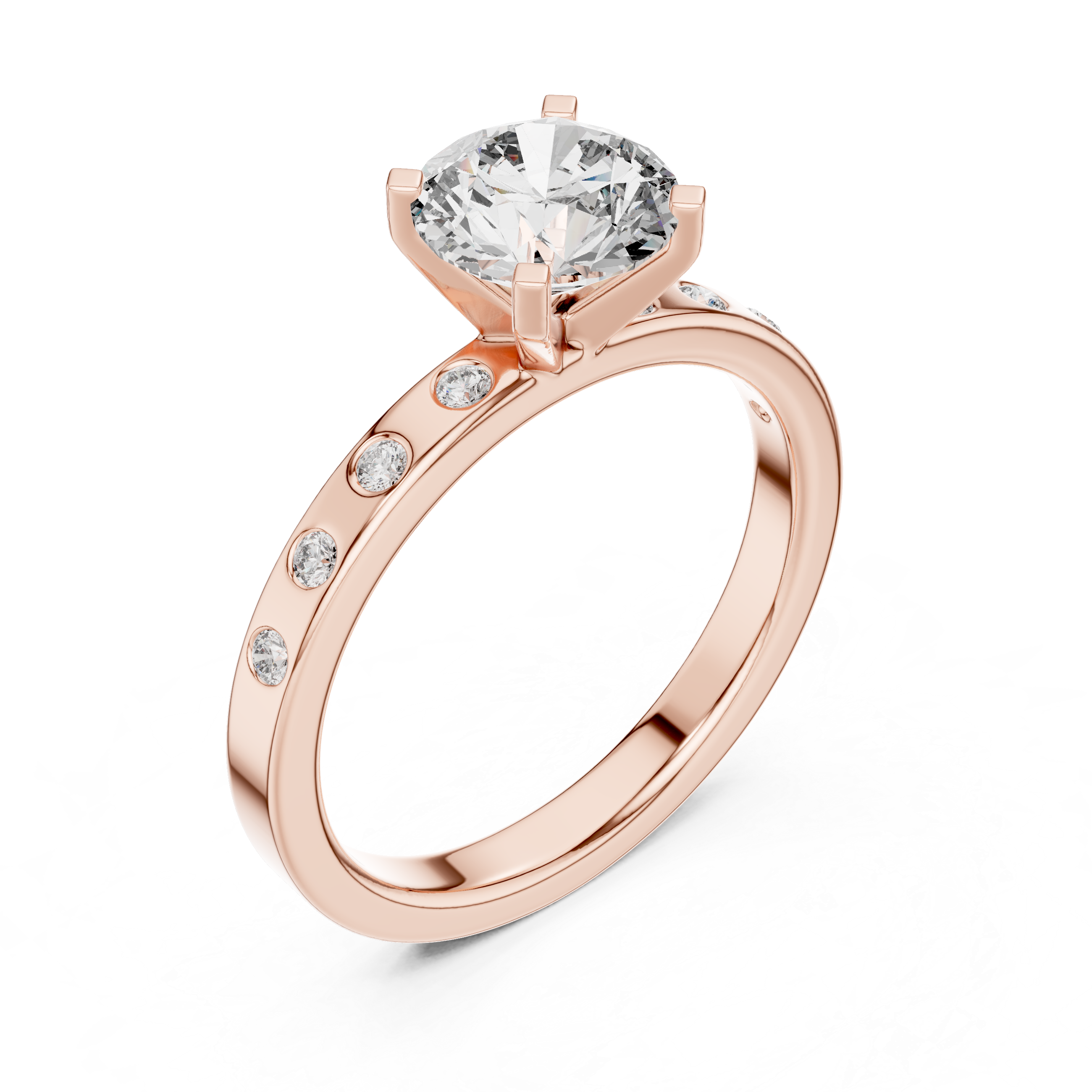 Round Cut Brilliant Moissanite VVS1 Eternity Engagement Ring