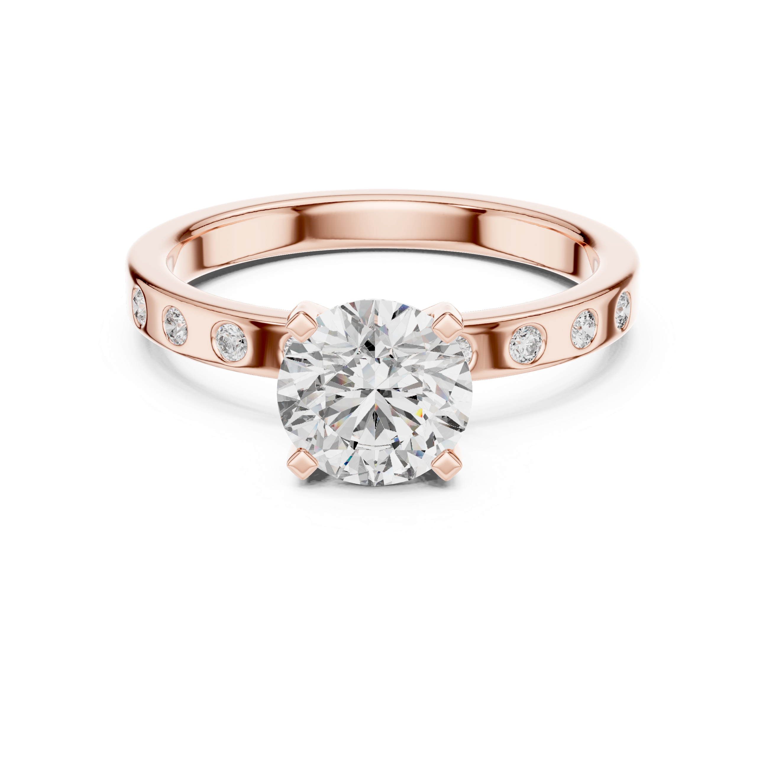 Round Cut Brilliant Moissanite VVS1 Eternity Engagement Ring