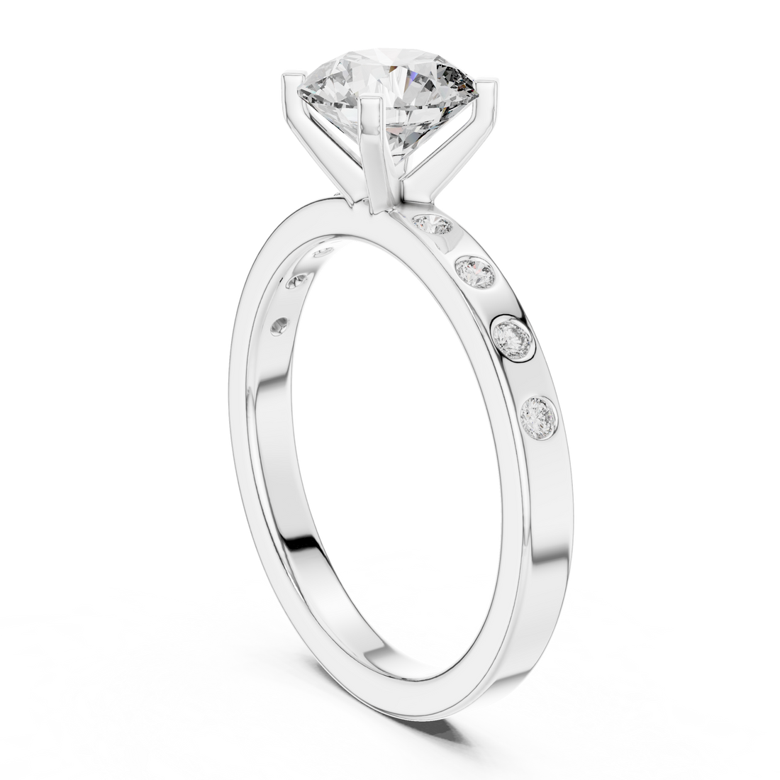 Round Cut Brilliant Moissanite VVS1 Eternity Engagement Ring
