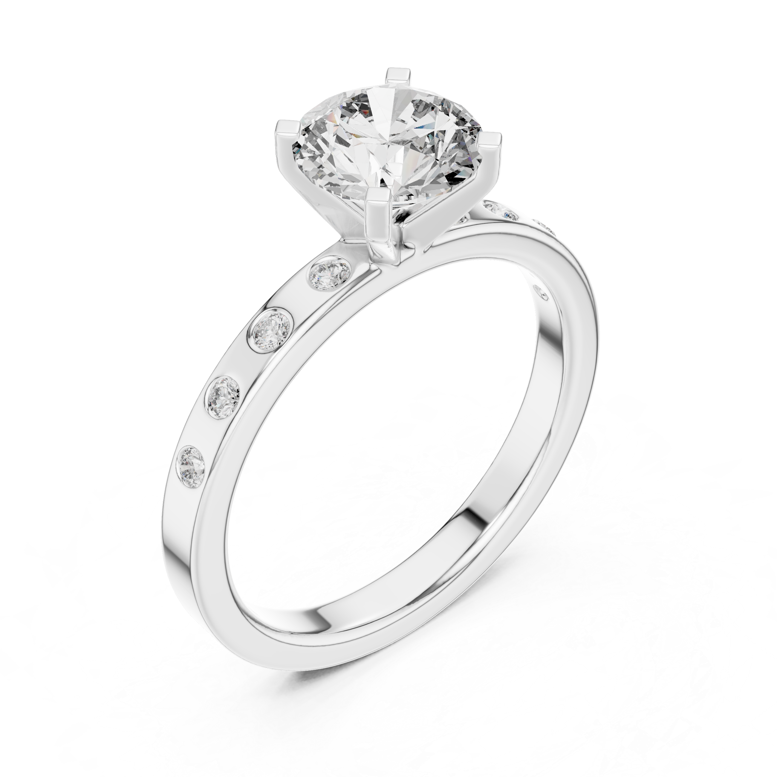 Round Cut Brilliant Moissanite VVS1 Eternity Engagement Ring