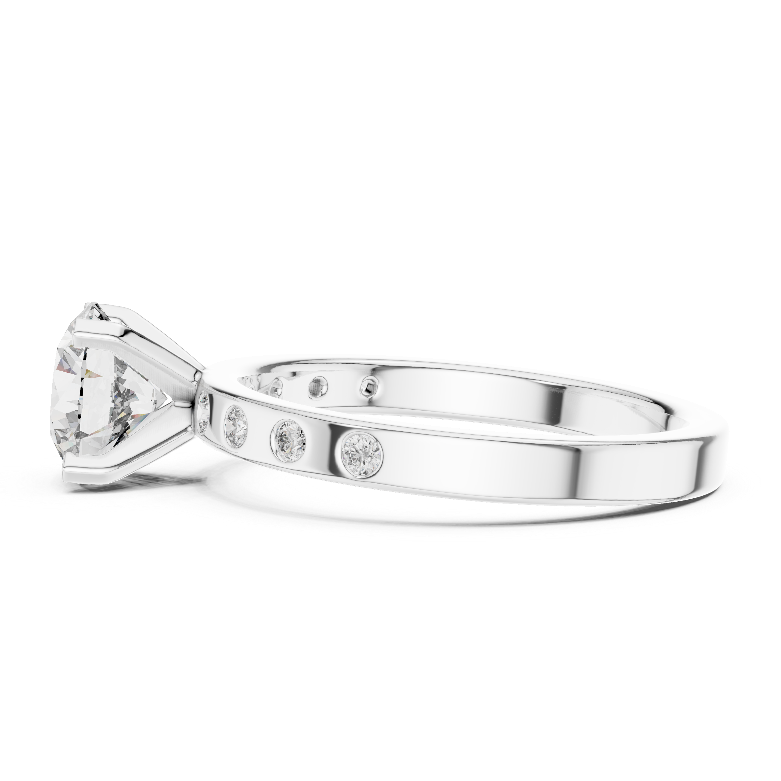 Round Cut Brilliant Moissanite VVS1 Eternity Engagement Ring