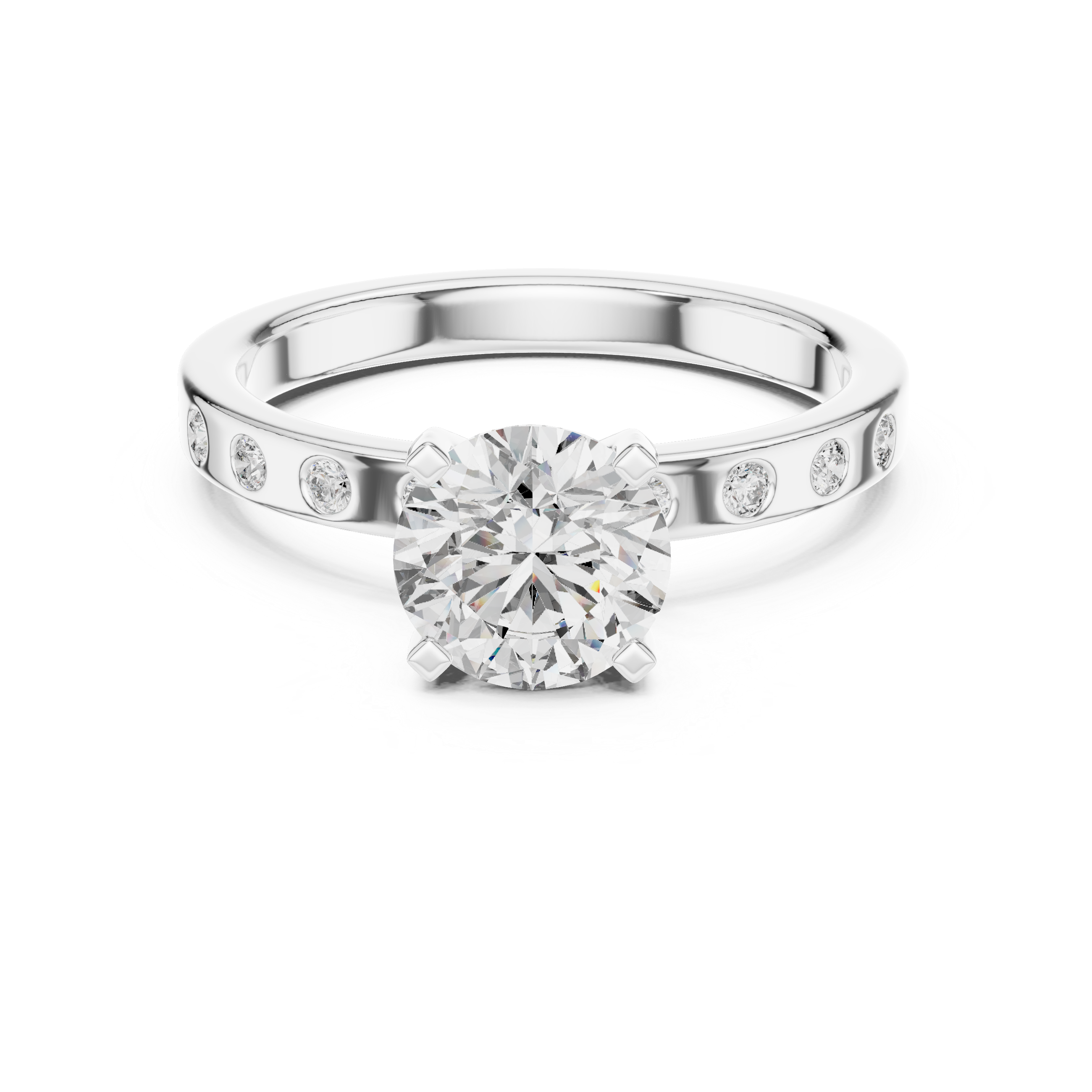 Round Cut Brilliant Moissanite VVS1 Eternity Engagement Ring