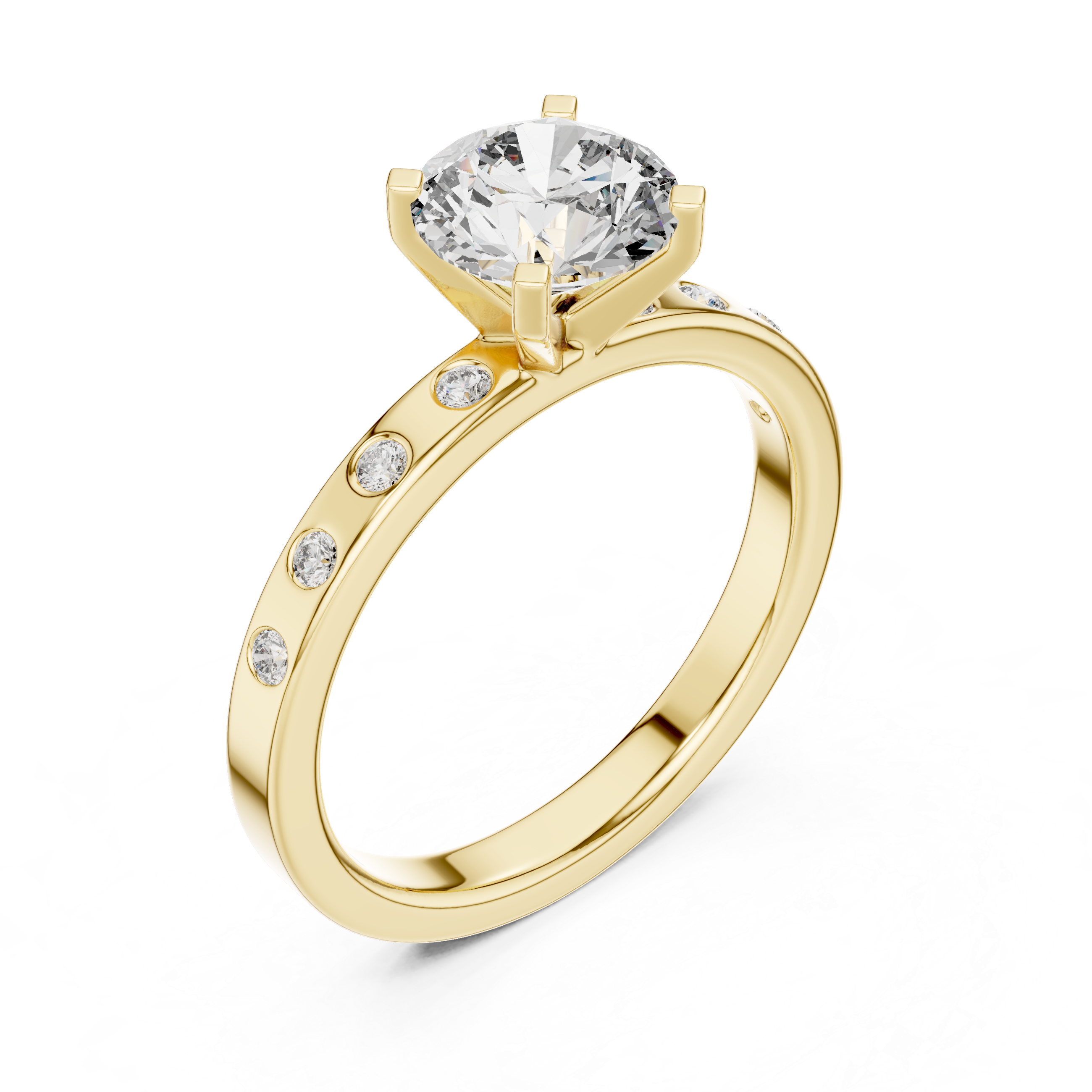 Round Cut Brilliant Moissanite VVS1 Eternity Engagement Ring