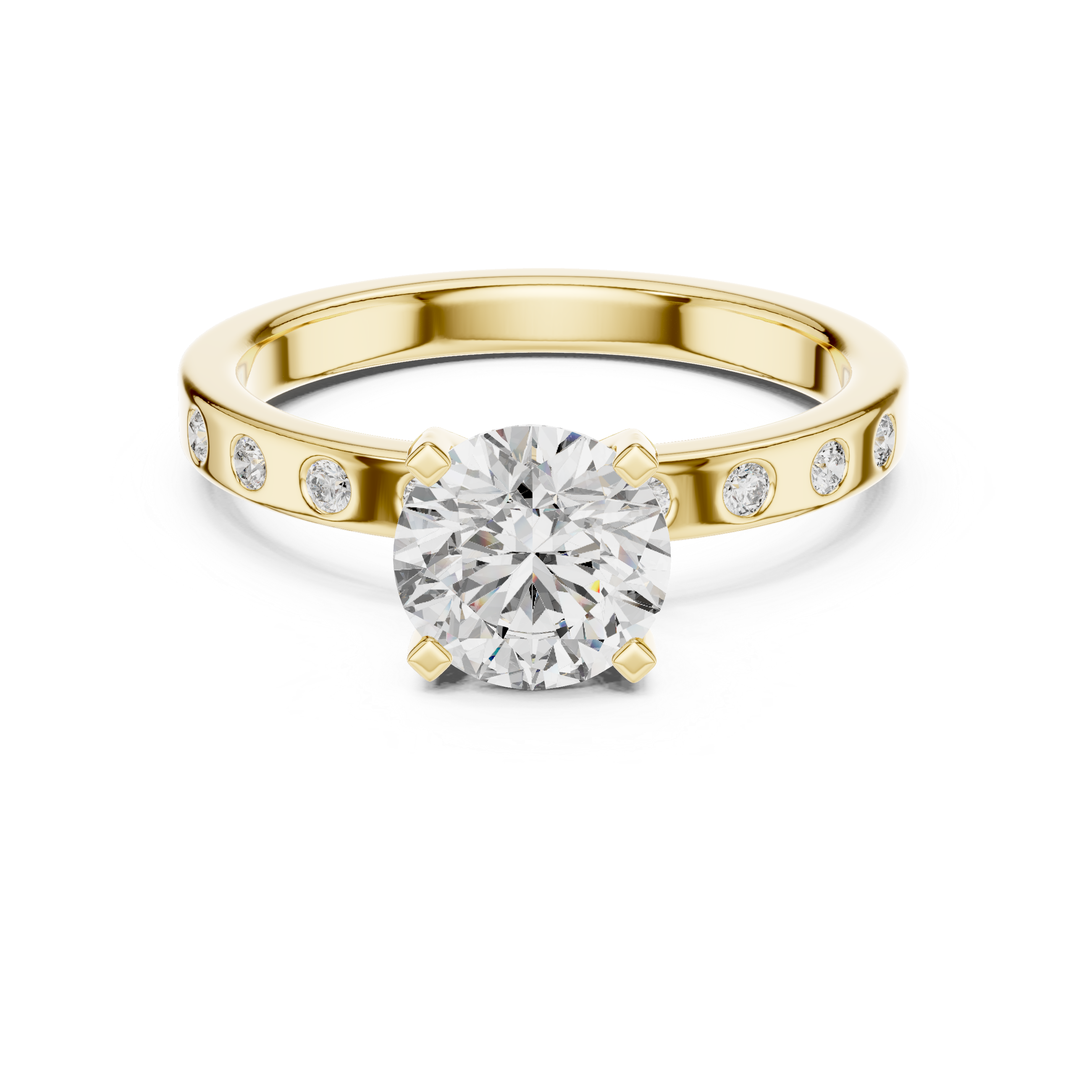 Round Cut Brilliant Moissanite VVS1 Eternity Engagement Ring