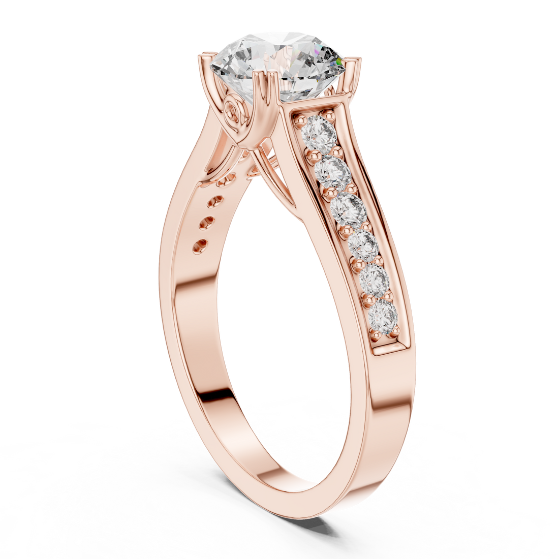 Round Cut Brilliant Moissanite VVS1 Eternity Engagement Ring
