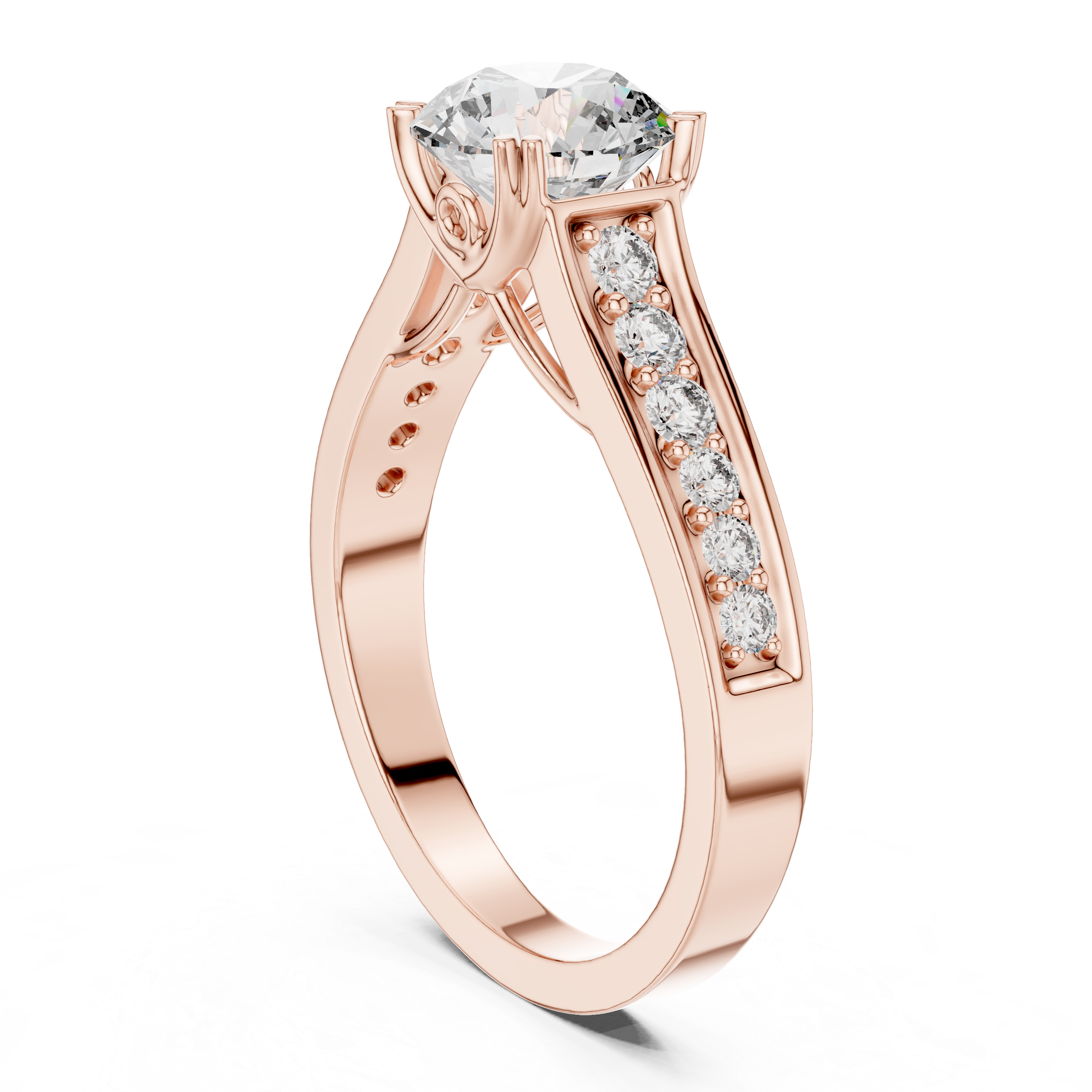 Round Cut Brilliant Moissanite VVS1 Eternity Engagement Ring
