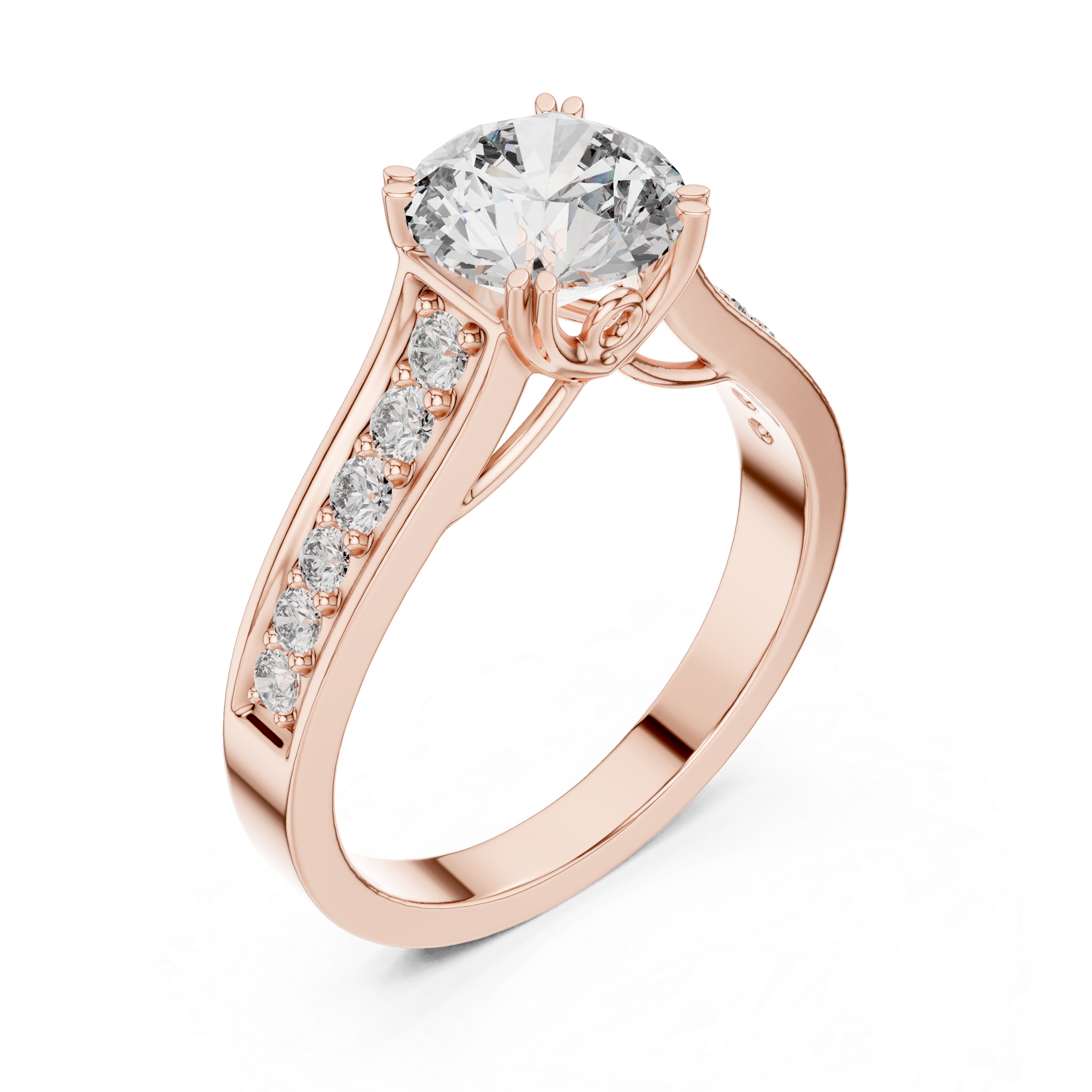 Round Cut Brilliant Moissanite VVS1 Eternity Engagement Ring