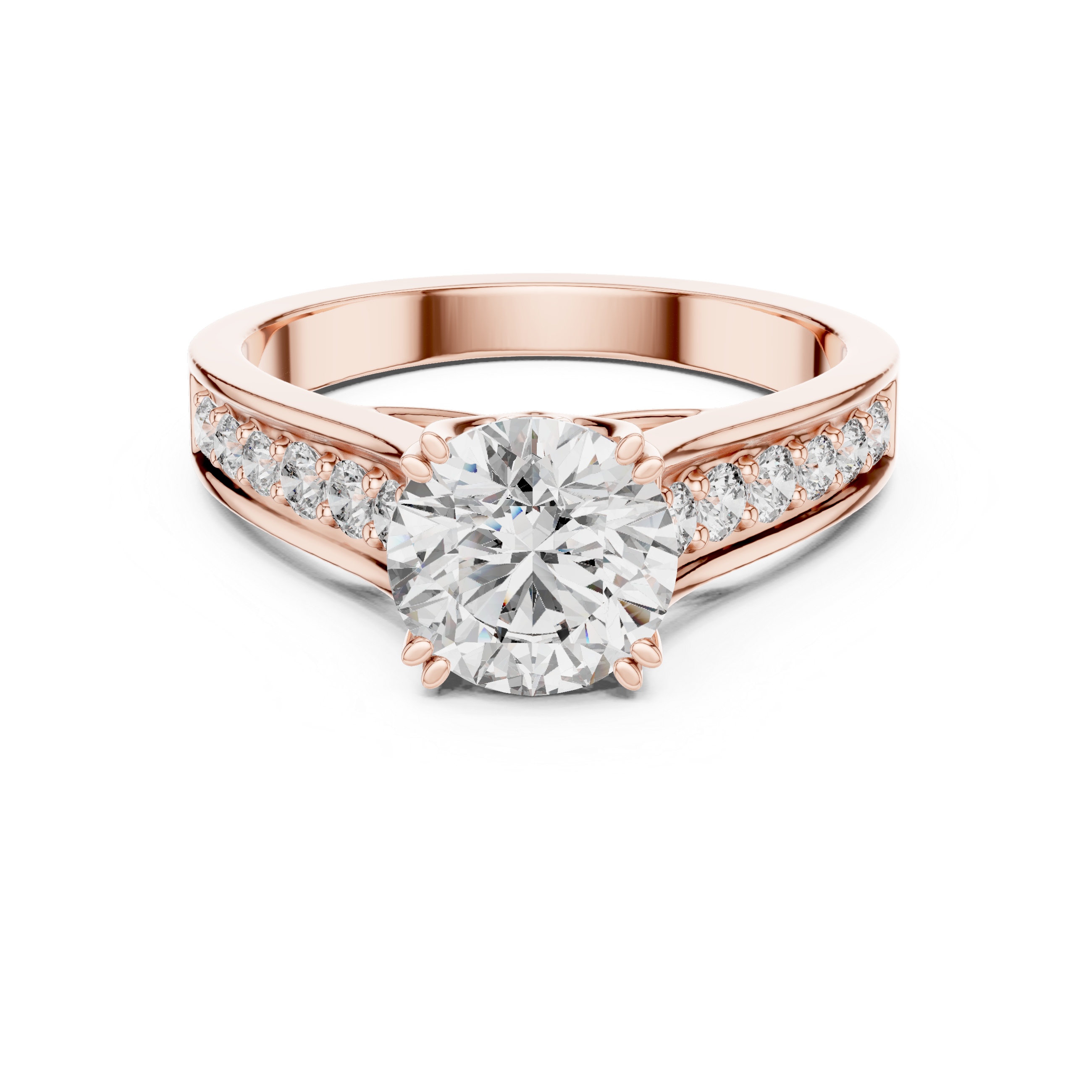 Round Cut Brilliant Moissanite VVS1 Eternity Engagement Ring