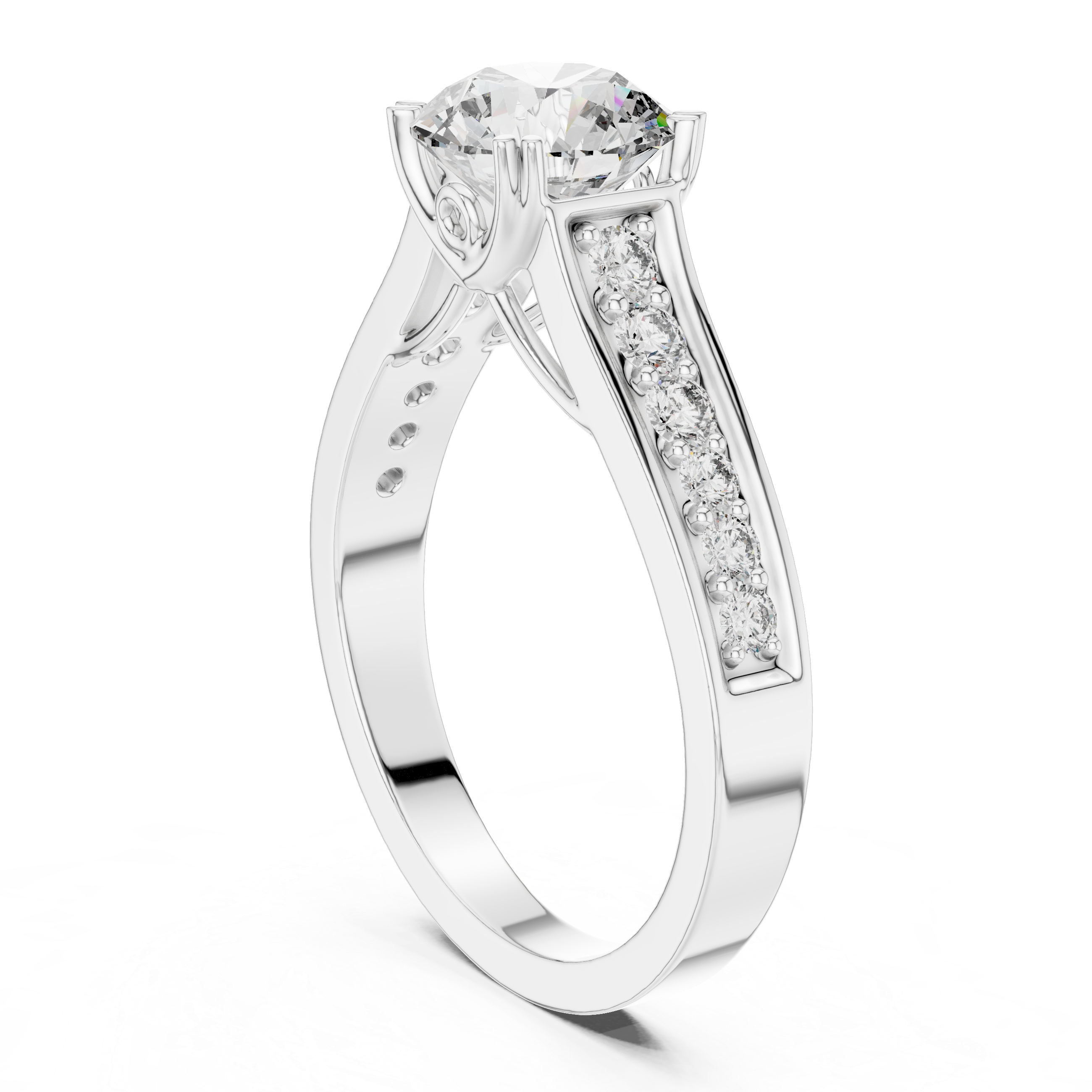 Round Cut Brilliant Moissanite VVS1 Eternity Engagement Ring