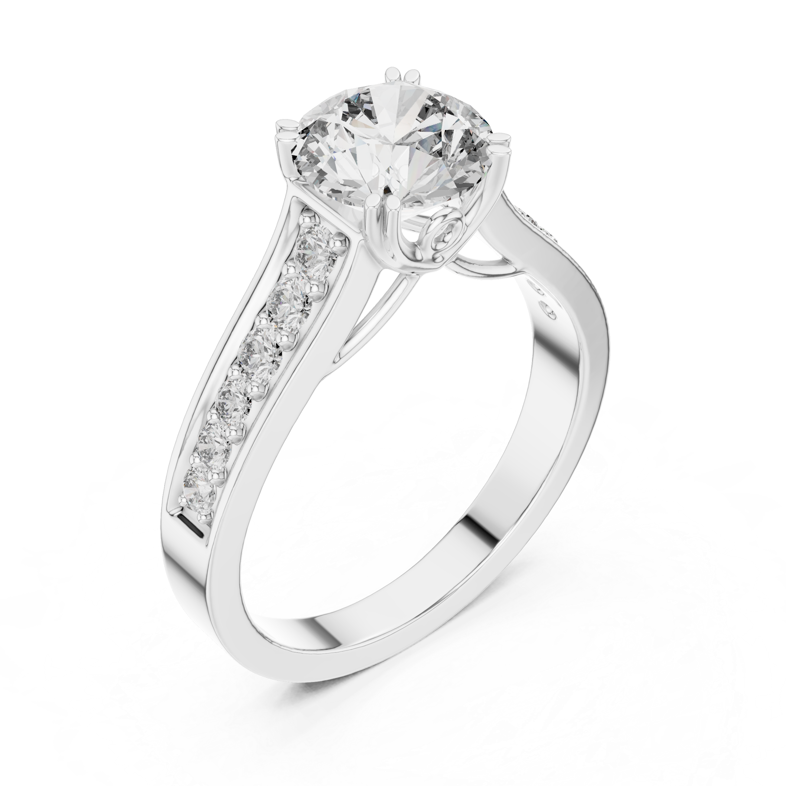 Round Cut Brilliant Moissanite VVS1 Eternity Engagement Ring