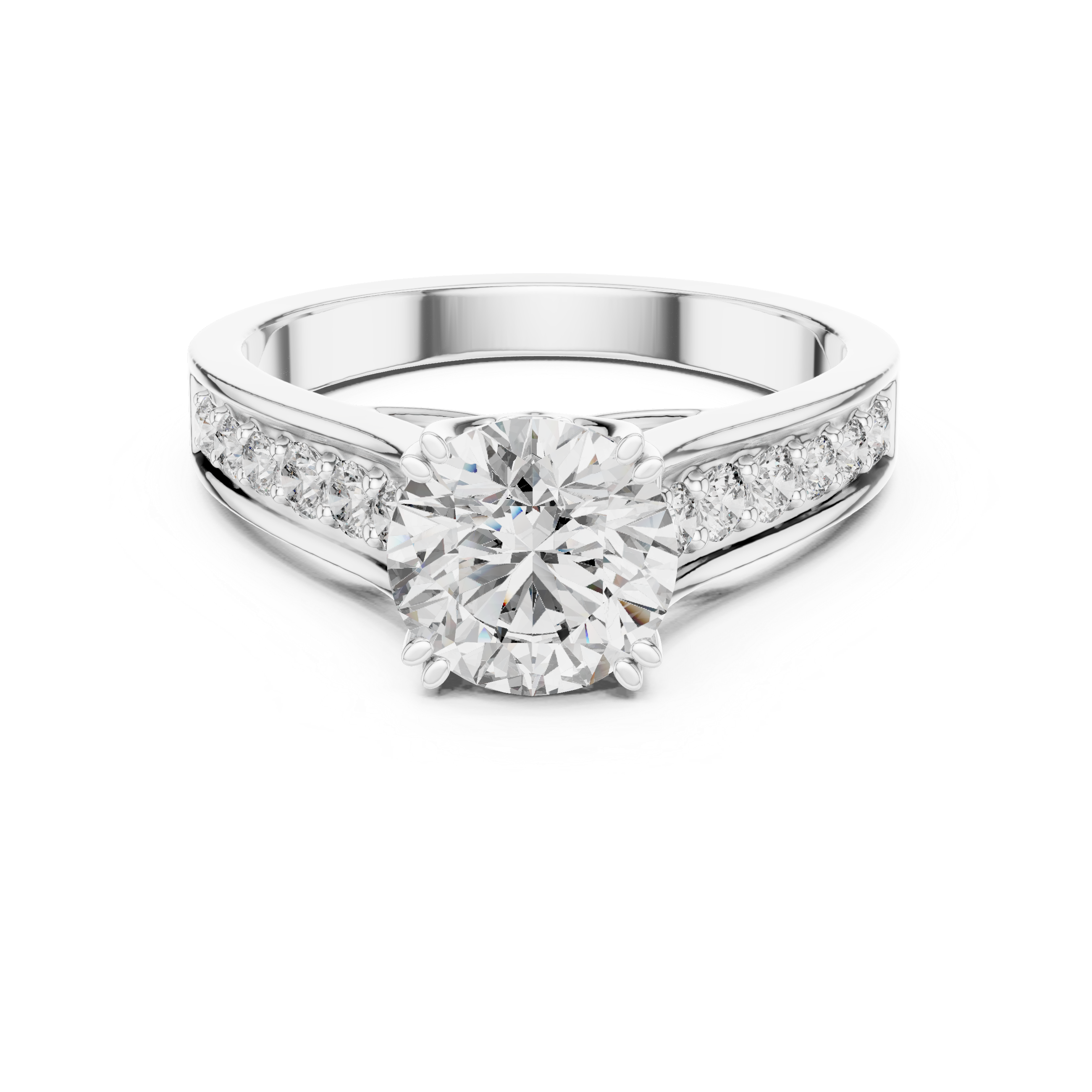 Round Cut Brilliant Moissanite VVS1 Eternity Engagement Ring