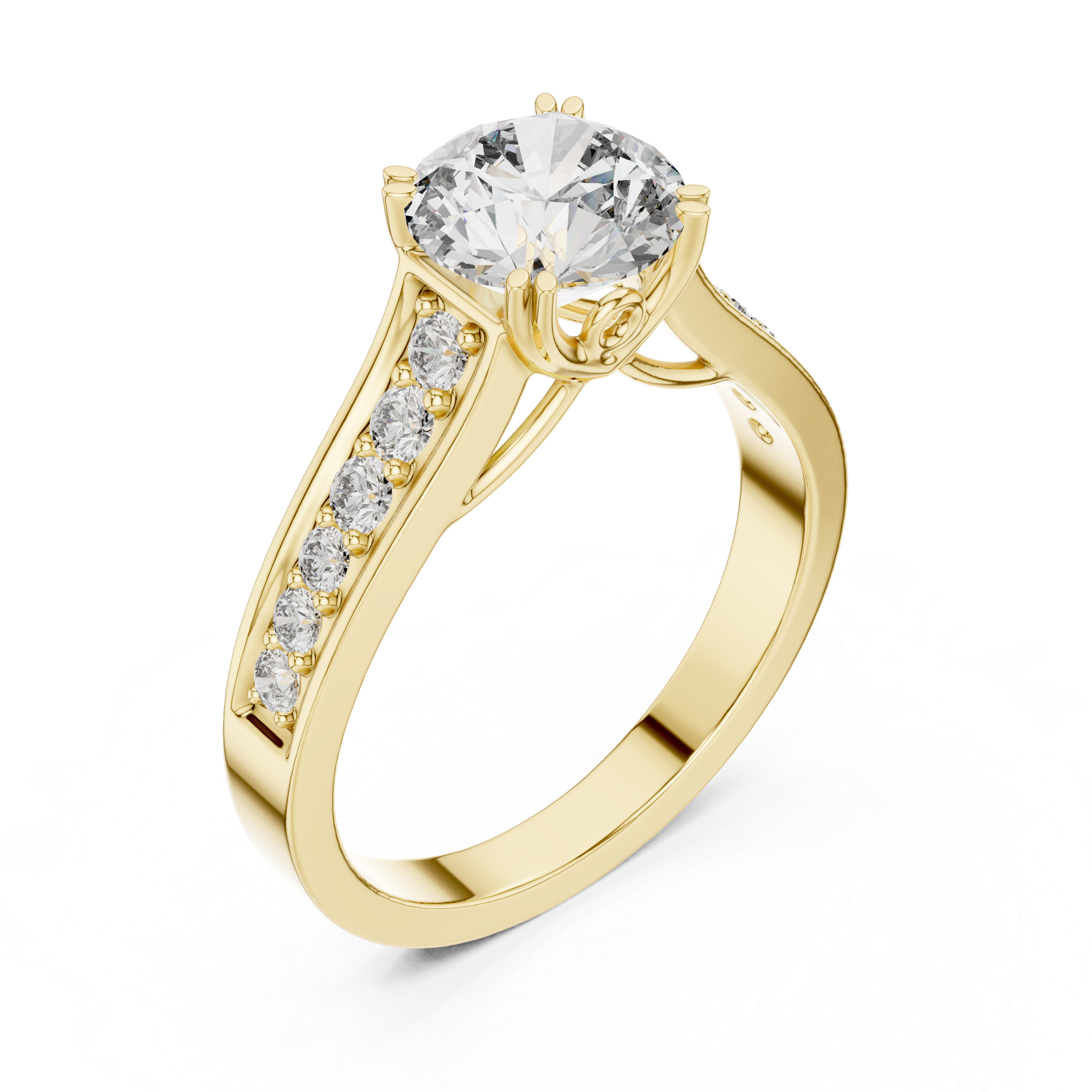 Round Cut Brilliant Moissanite VVS1 Eternity Engagement Ring