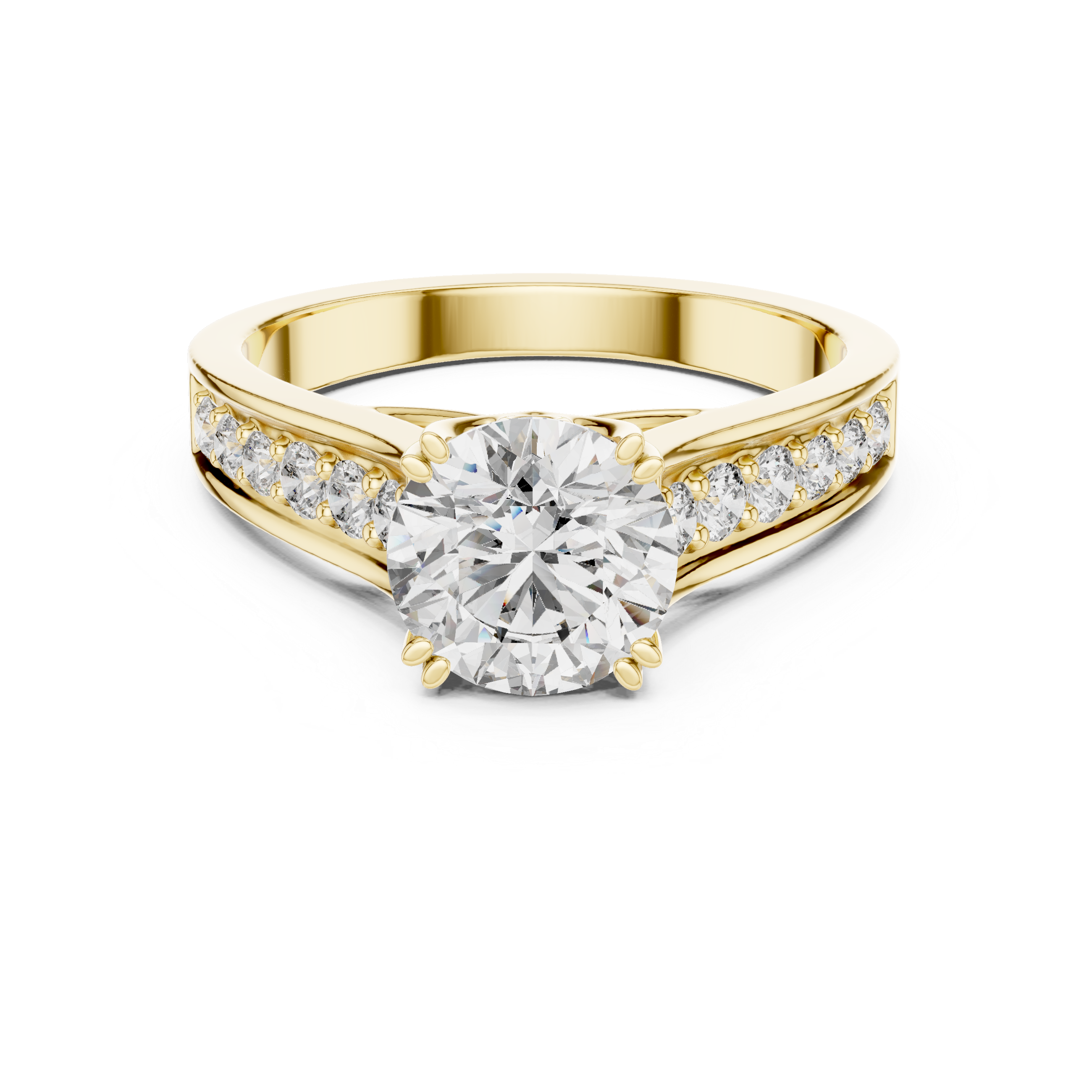 Round Cut Brilliant Moissanite VVS1 Eternity Engagement Ring