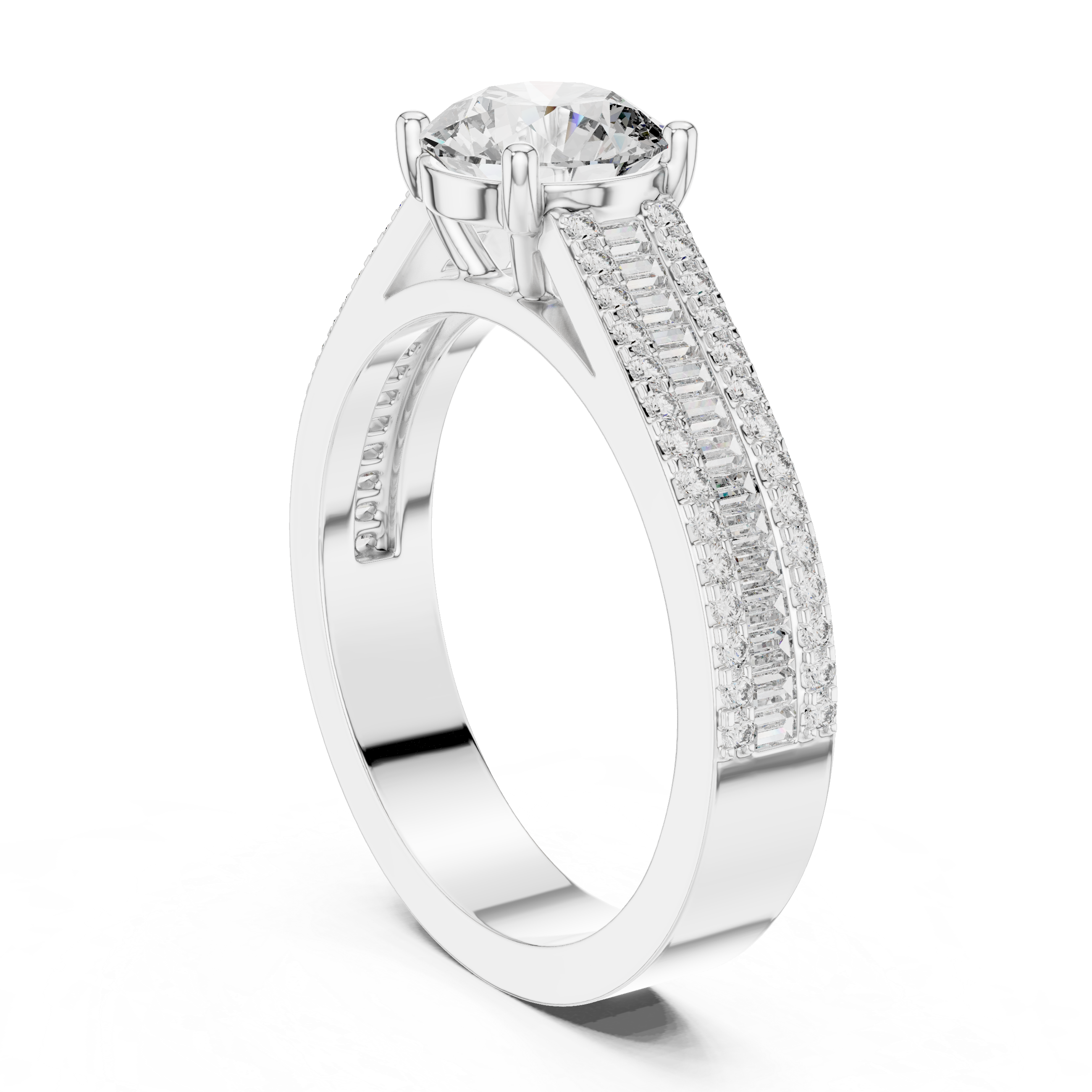 Round Cut Brilliant Moissanite VVS1 Eternity Engagement Ring