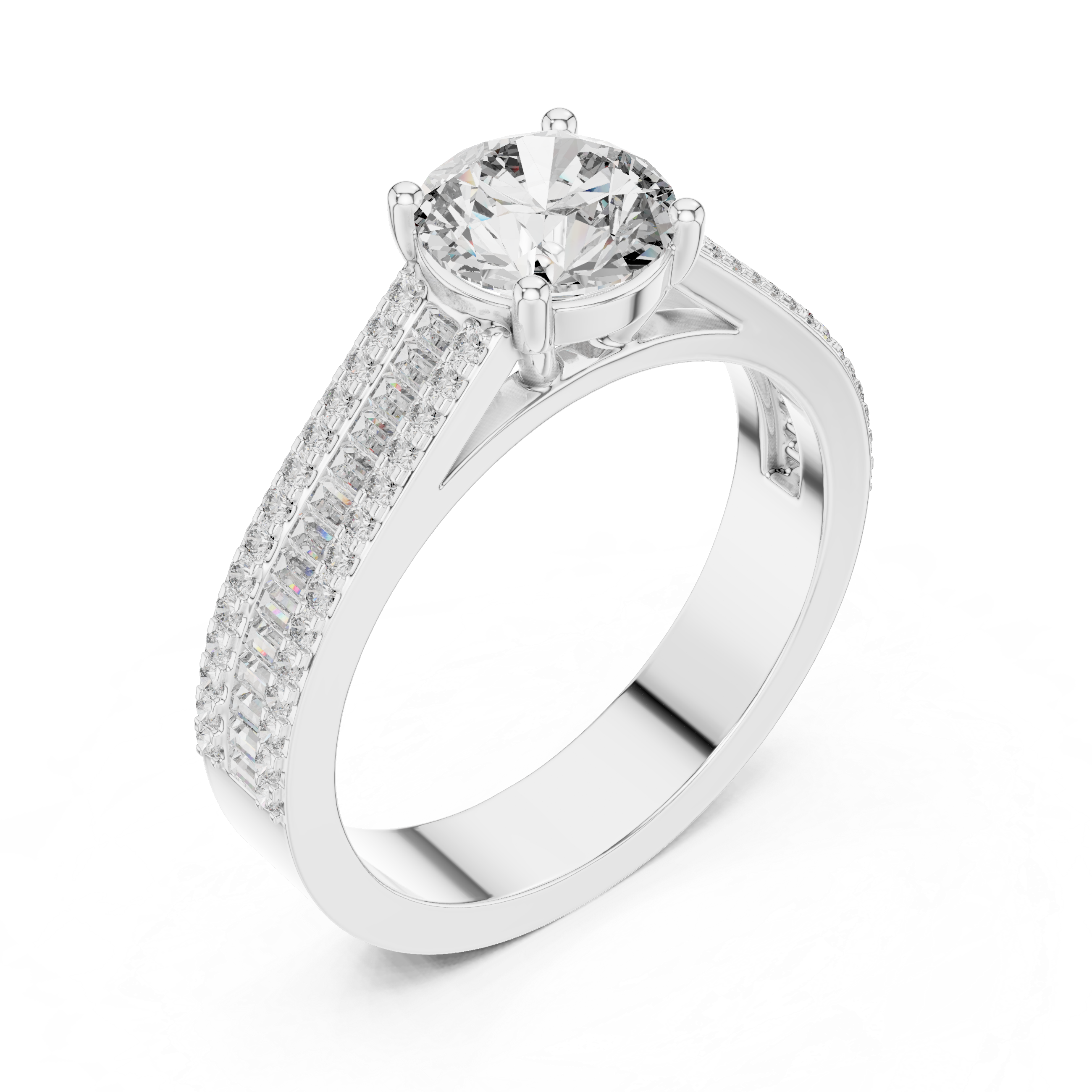 Round Cut Brilliant Moissanite VVS1 Eternity Engagement Ring