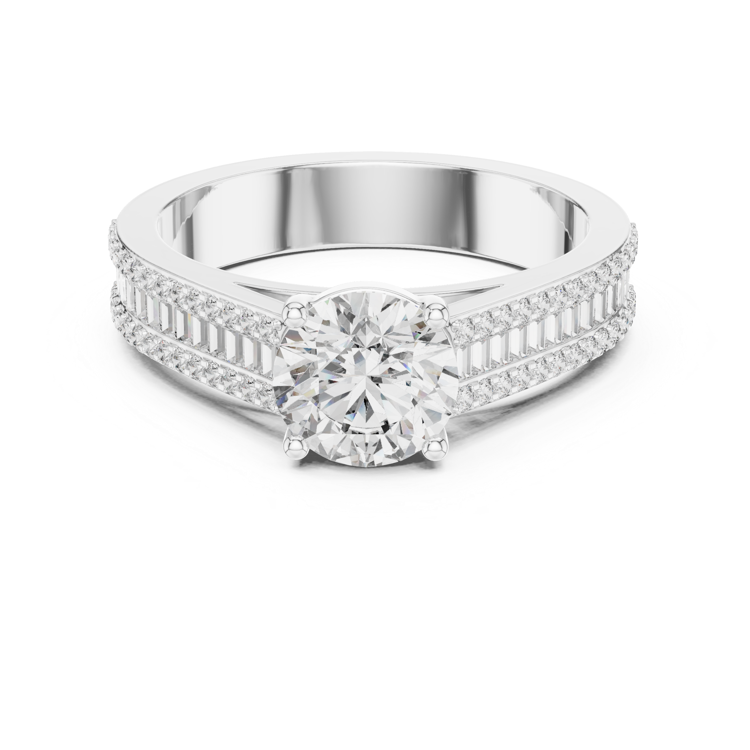Round Cut Brilliant Moissanite VVS1 Eternity Engagement Ring
