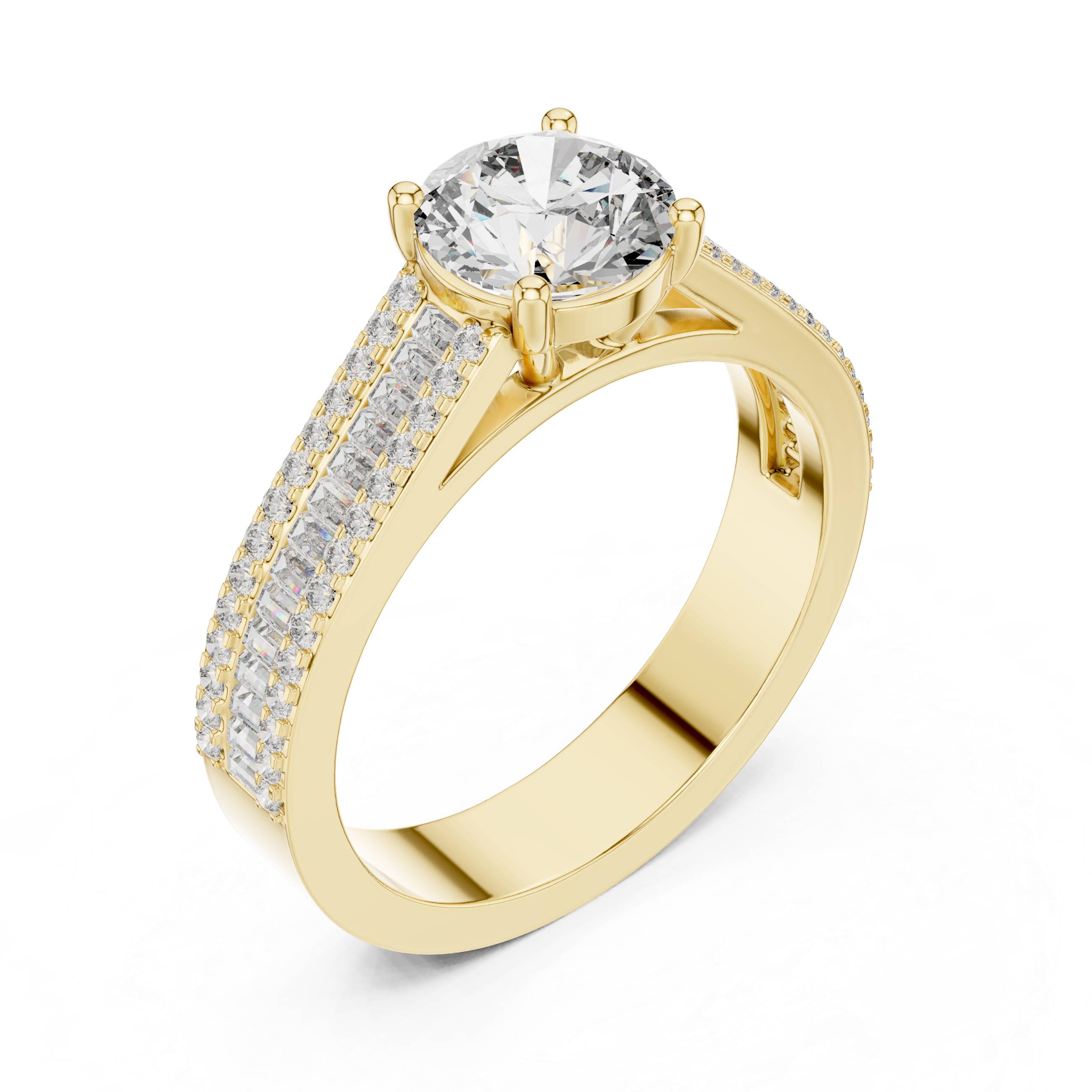 Round Cut Brilliant Moissanite VVS1 Eternity Engagement Ring
