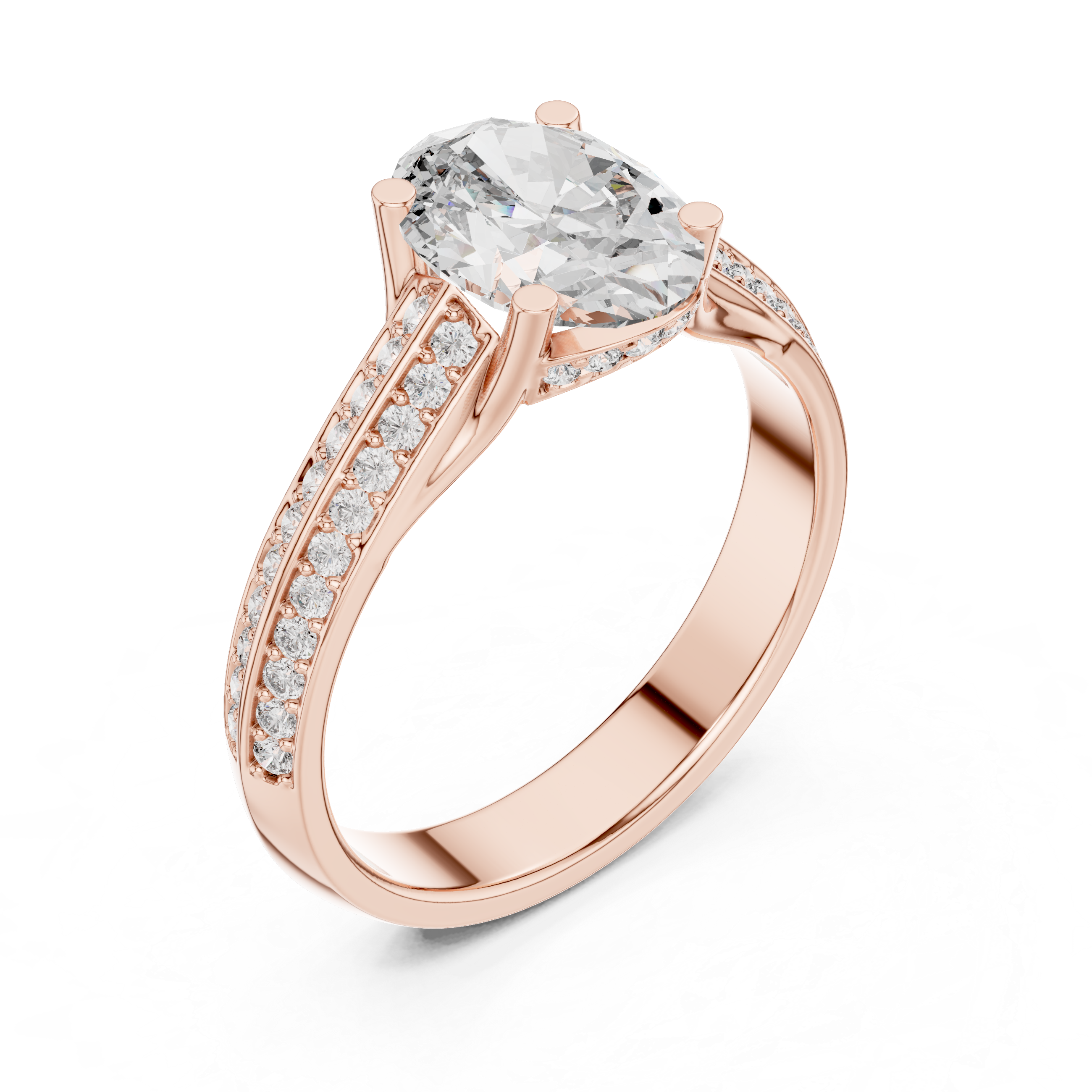 Oval Cut Brilliant Moissanite VVS1 Eternity Engagement Ring