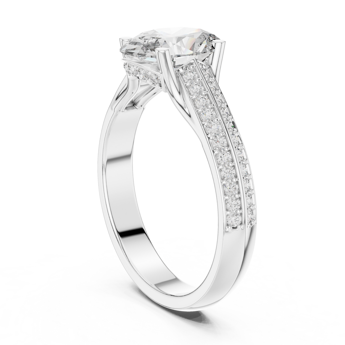 Oval Cut Brilliant Moissanite VVS1 Eternity Engagement Ring