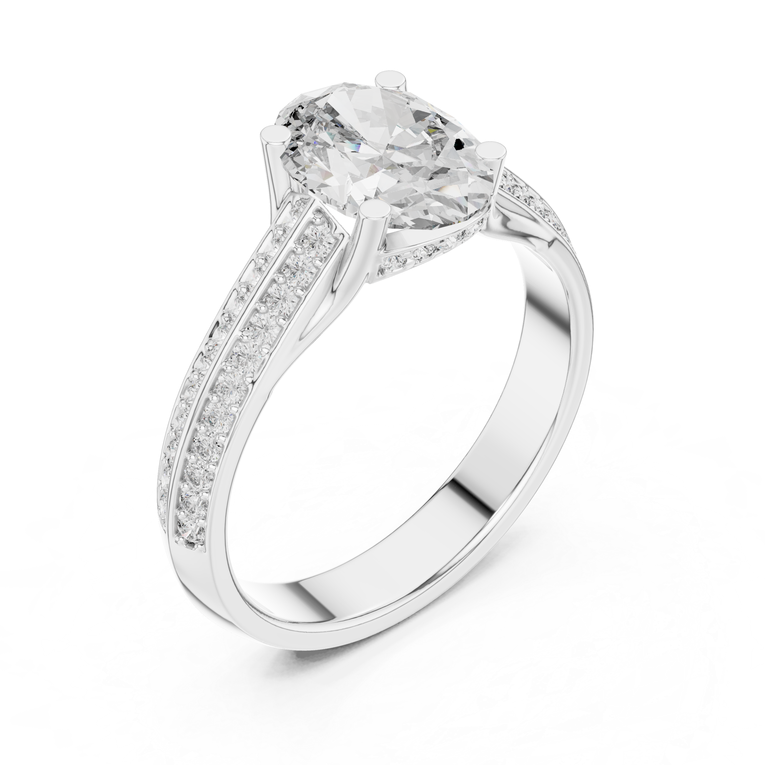 Oval Cut Brilliant Moissanite VVS1 Eternity Engagement Ring
