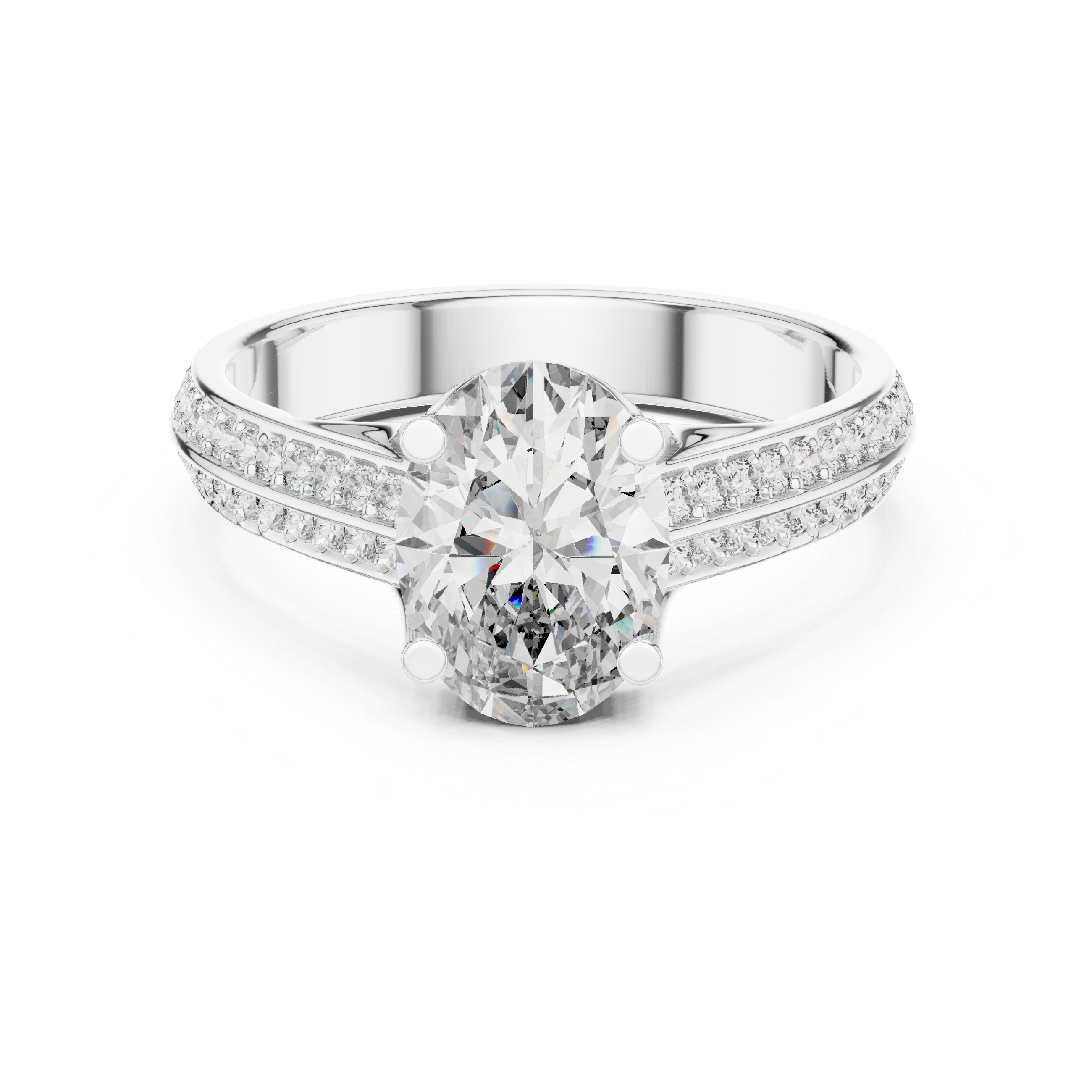 Oval Cut Brilliant Moissanite VVS1 Eternity Engagement Ring
