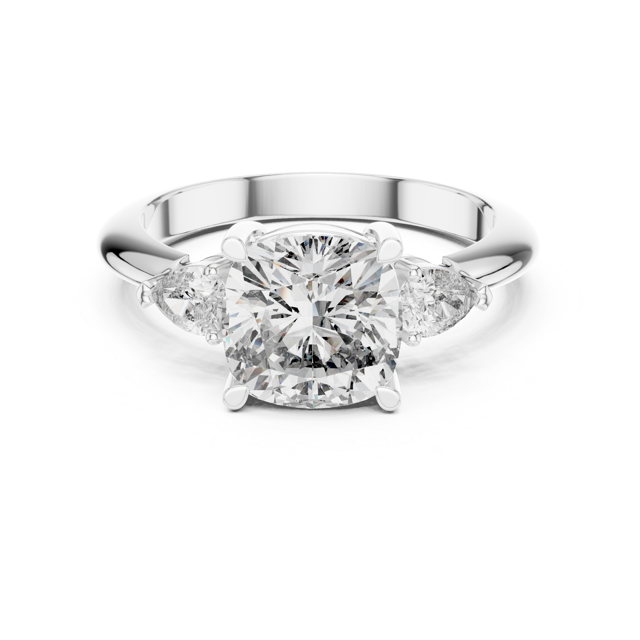 Cushion And Pear Cut Brilliant Moissanite VVS1 Eternity Engagement Ring