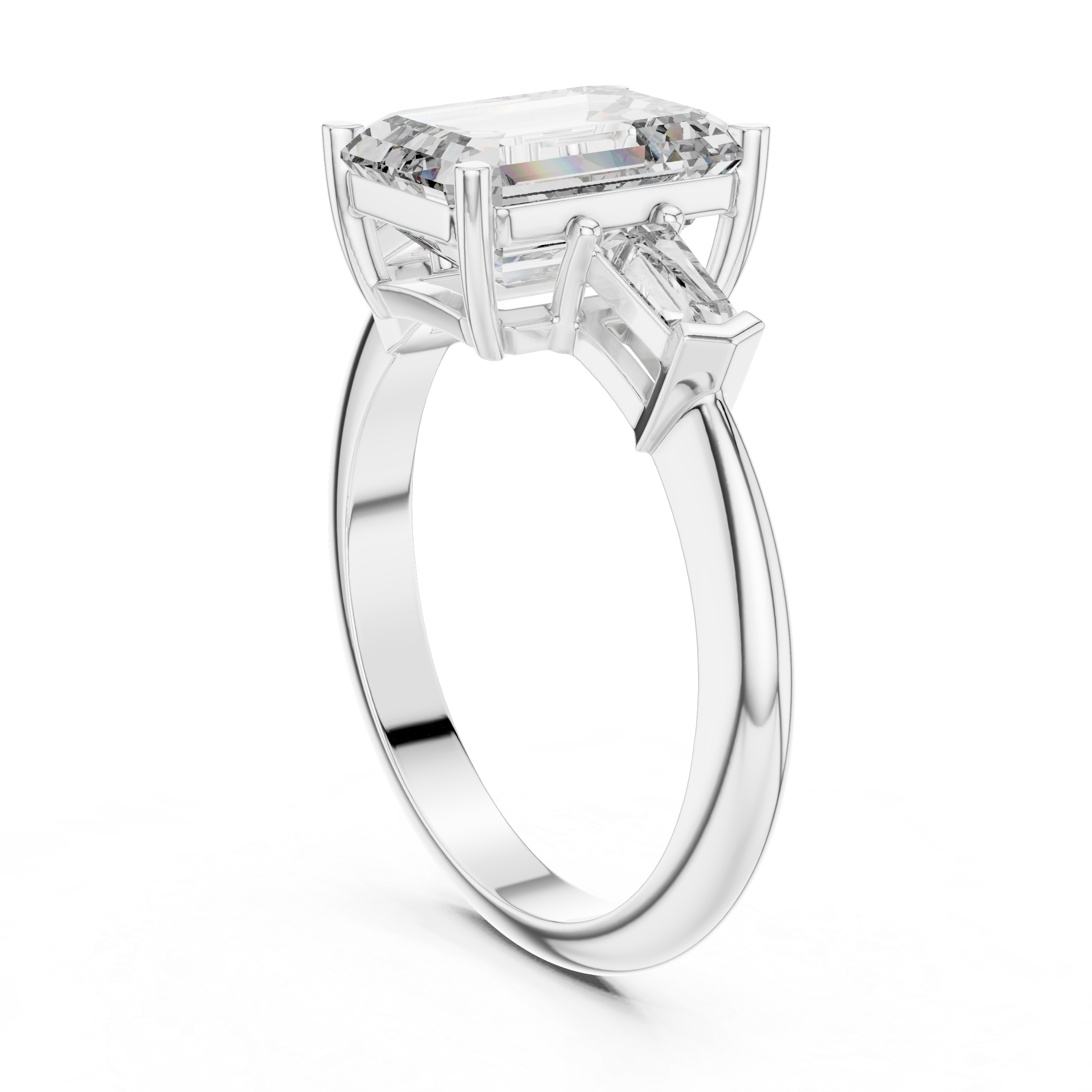 Emerald And Baguette Cut Brilliant Moissanite VVS1 Eternity Engagement Ring