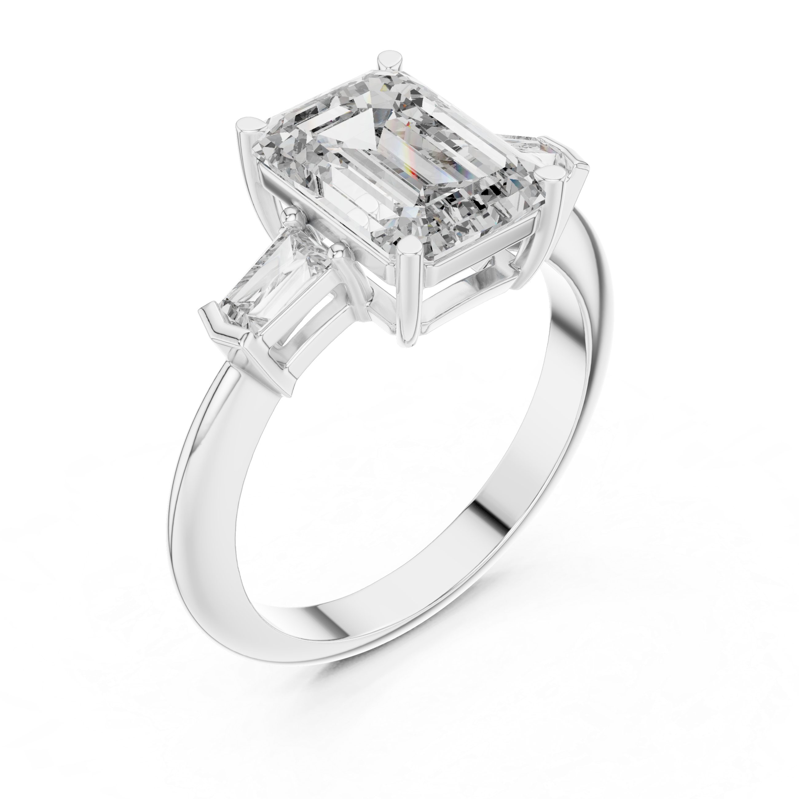 Emerald And Baguette Cut Brilliant Moissanite VVS1 Eternity Engagement Ring