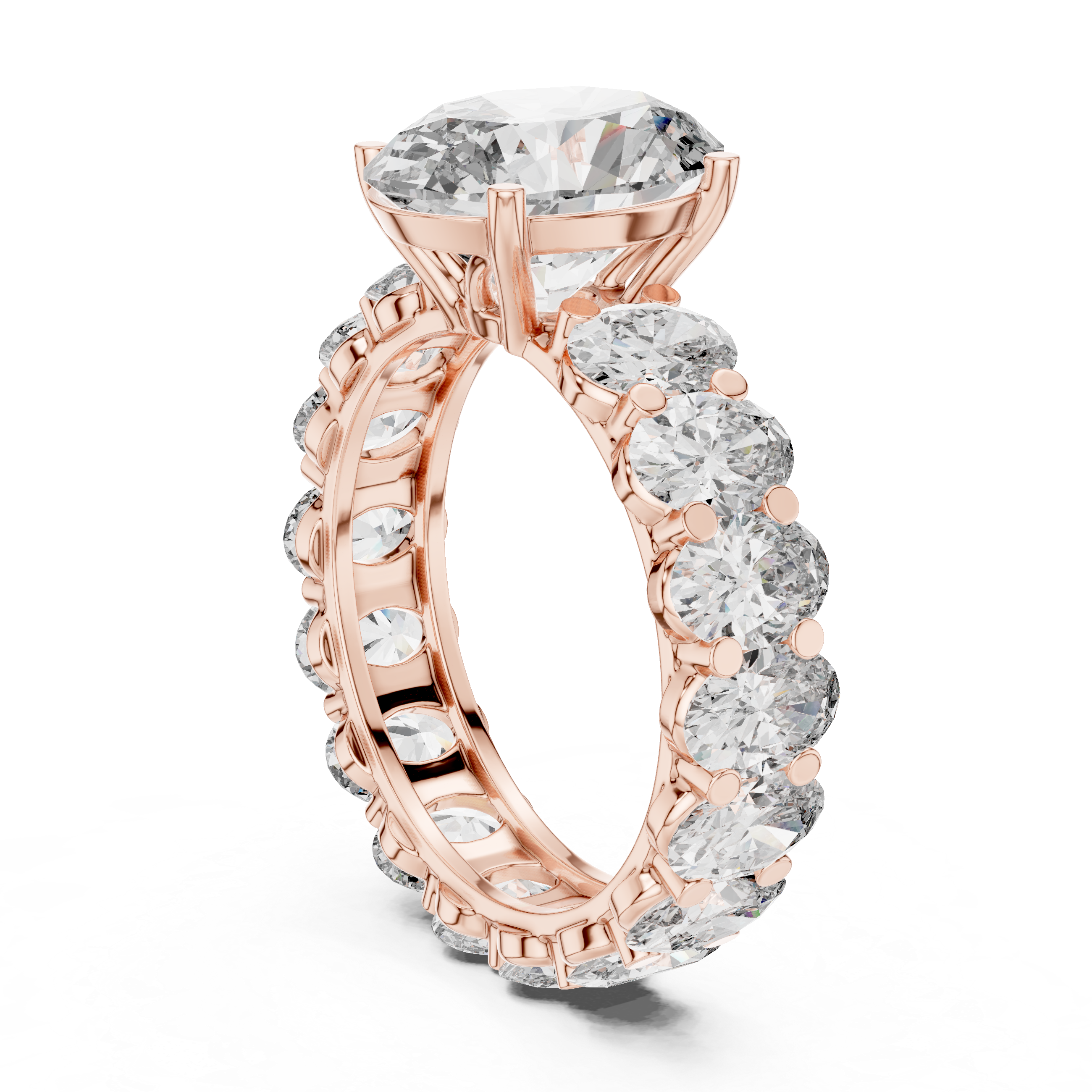 Oval Brilliant Moissanite VVS1 Eternity Engagement Ring