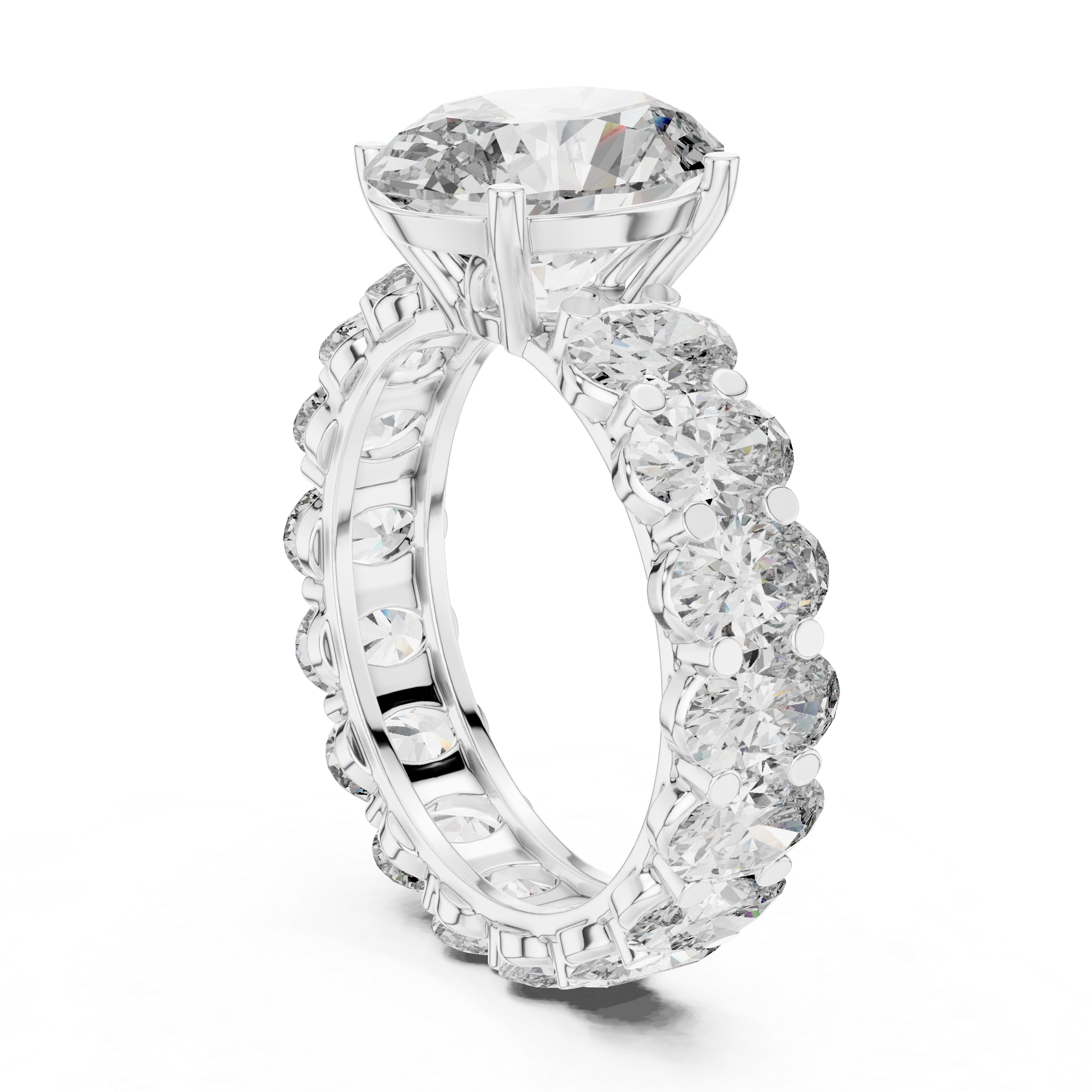 Oval Brilliant Moissanite VVS1 Eternity Engagement Ring